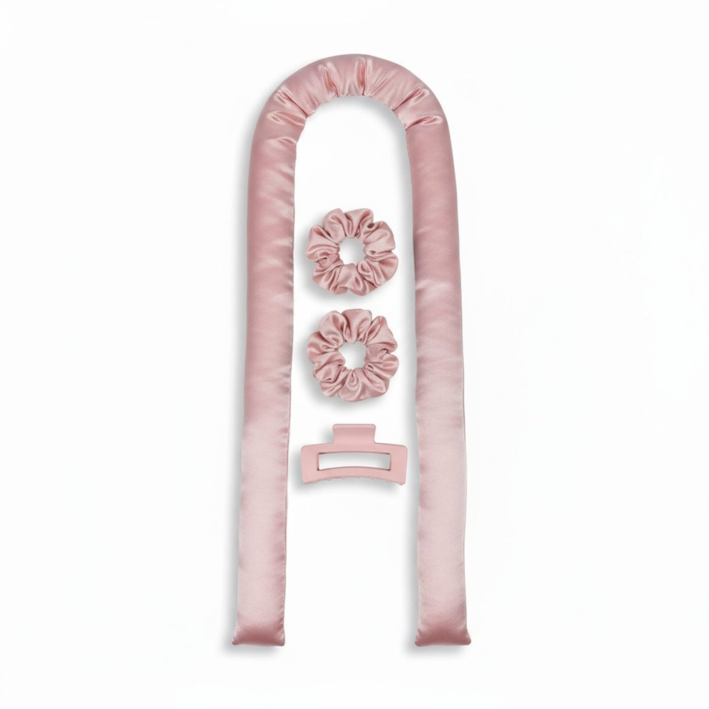 Anna-Kaci No-Heat Curling Ribbon Set with Satin Scrunchies and Hair Clip