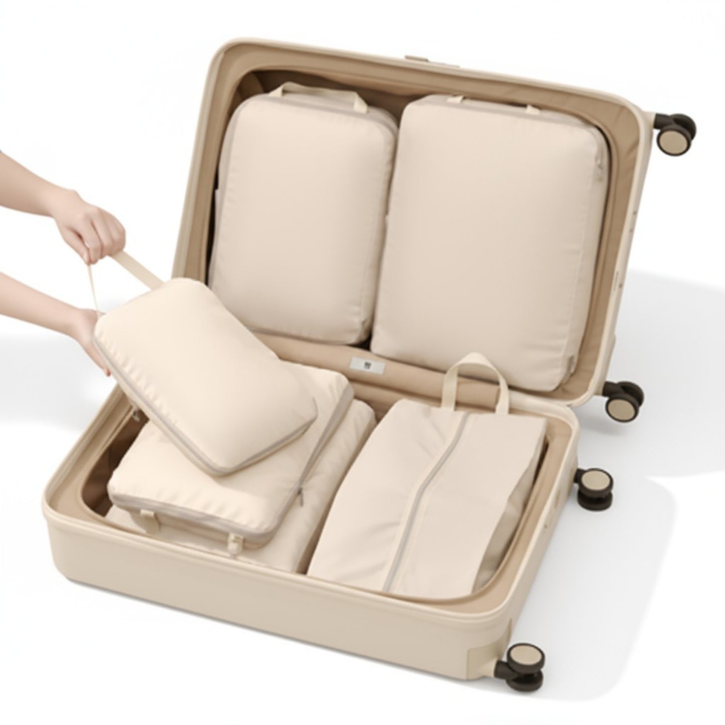 Anna-Kaci 6-Piece Compression Packing Cube Set with Zipper Closure and Handle