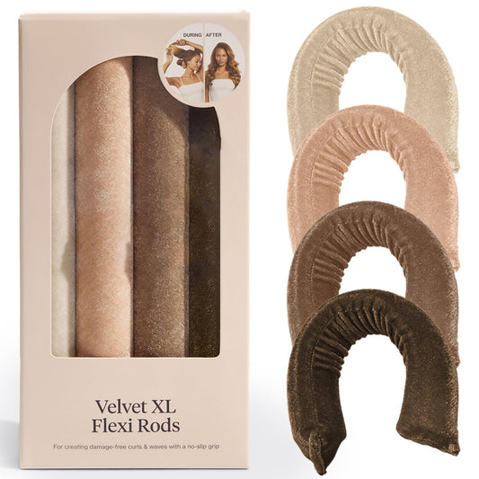 Anna-Kaci Velvet Flexi Rods Set for Heatless Curls and Waves with No-Slip Grip