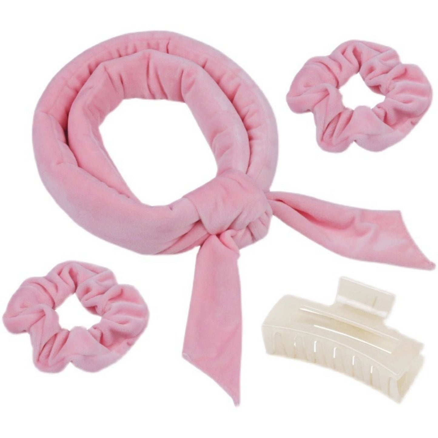 Anna-Kaci Plush Heatless Curling Headband Set with Scrunchies for Soft, Damage-Free Curls