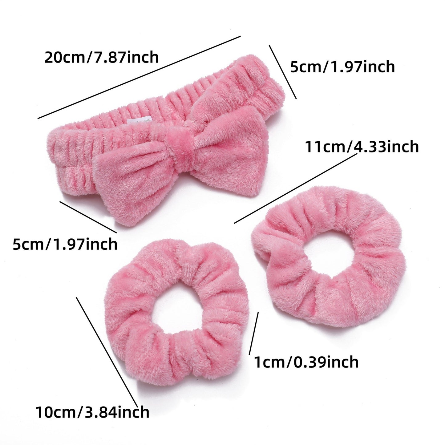 Anna-Kaci Plush Bow Spa Headband and Wristband Set for Face Washing and Skincare
