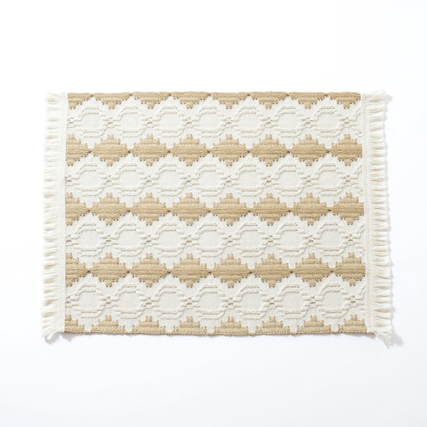 Anna-Kaci Set of 2 Woven Cotton Placemats with Fringe Edges for Dining Table