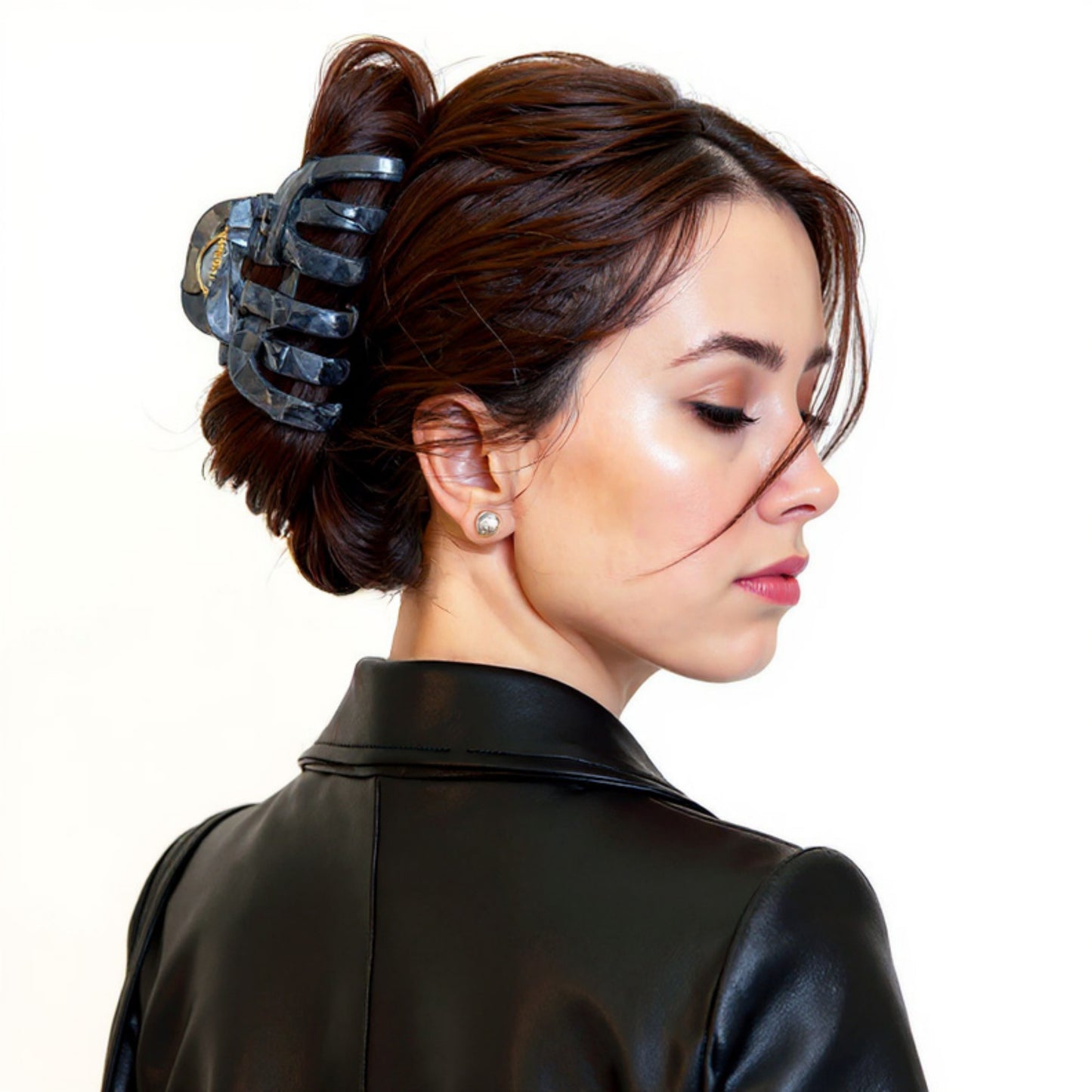 Anna-Kaci 2-Piece Translucent Marbled Hair Claw Clips Set with Curved Grip Design 4in