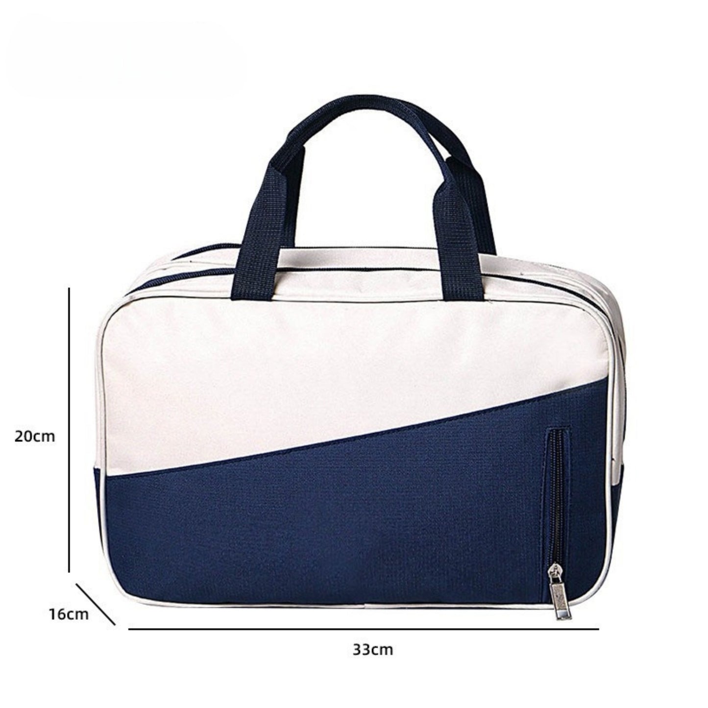 Anna-Kaci Two-Tone Canvas Travel Duffel Bag with Dual Handles and Front Zipper Pocket 7.8x13x6.3in