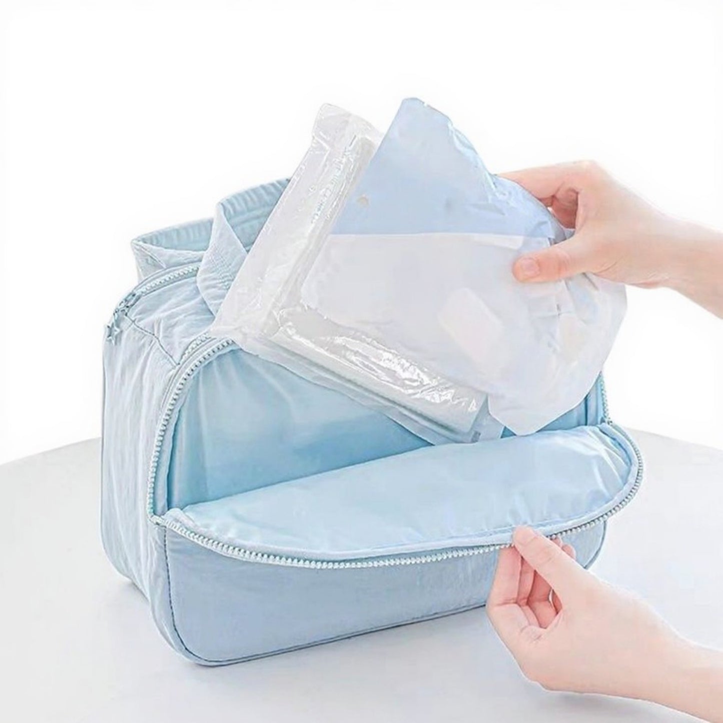 Anna-Kaci Makeup Brush Storage Bag with Zipper Compartments and Carry Handle