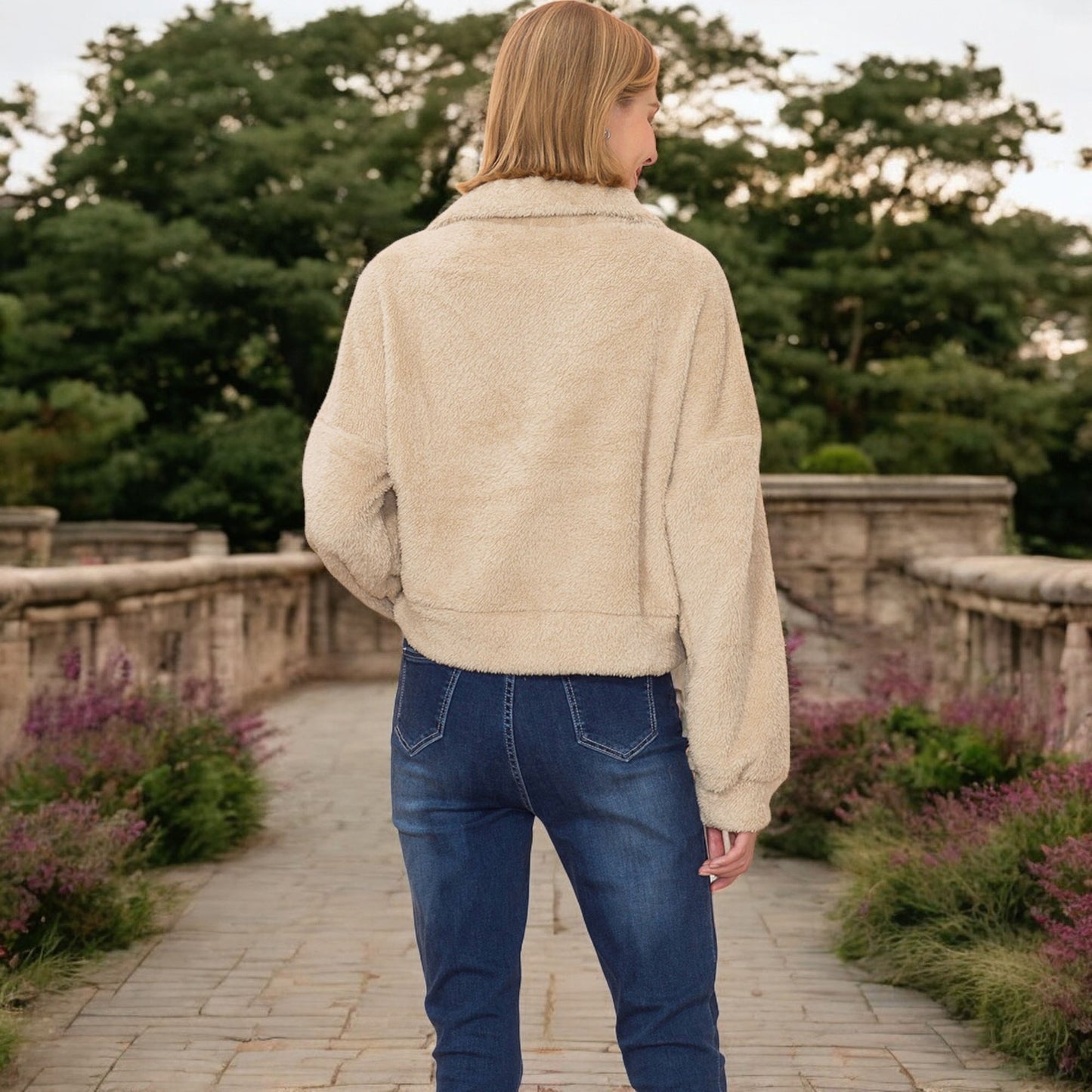 Anna-Kaci Women's High Pile Fleece Pullover with Half Zip Front and Long Sleeves