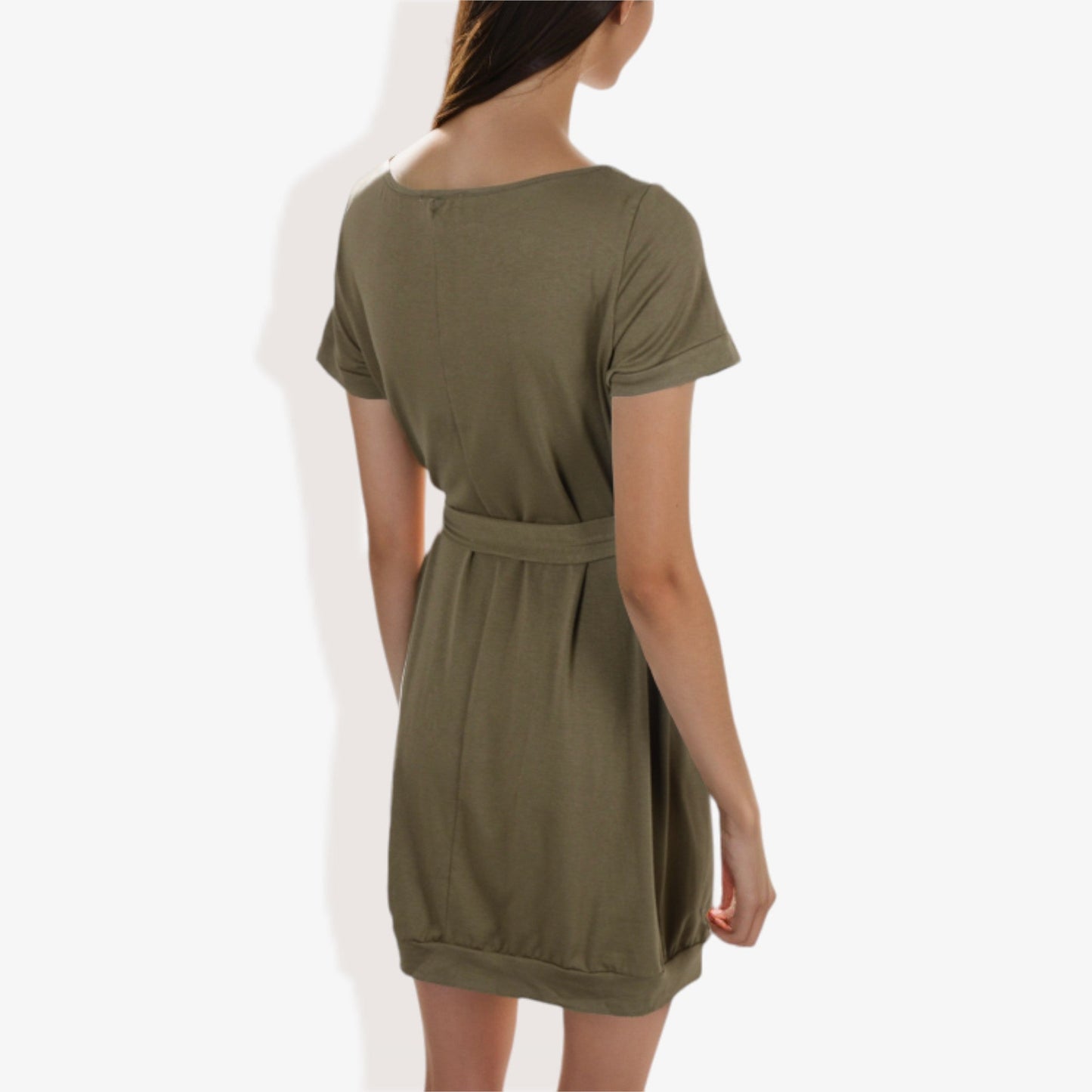 Vestido casual de manga corta para mujer Anna-Kaci con lazo en la cintura Diseño cómodo y versátil perfecto para uso diario y salidas informales