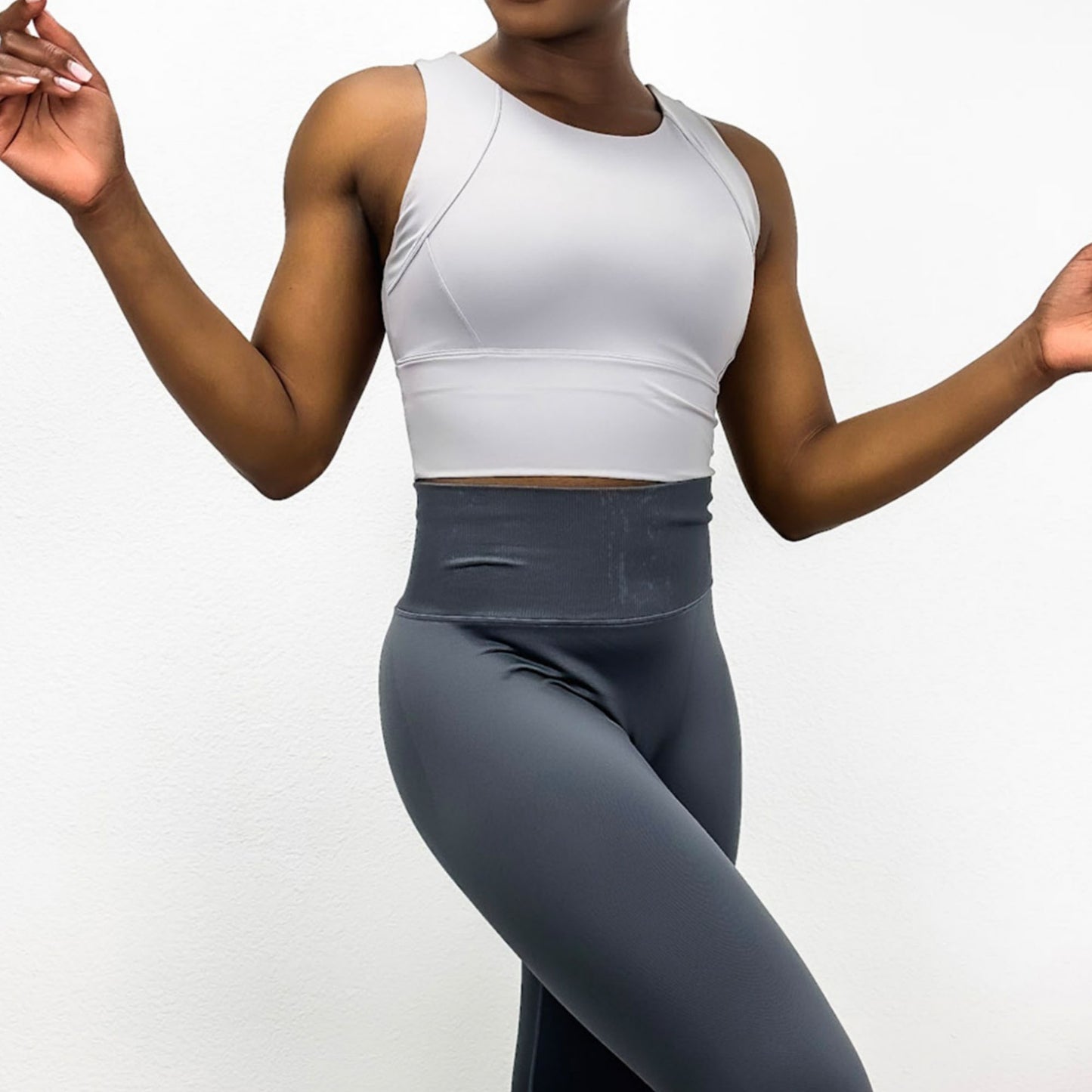 Anna-Kaci Active Women's High Neck Seamless Crop Tank Top with Wide Straps and Stretch Compression Fit