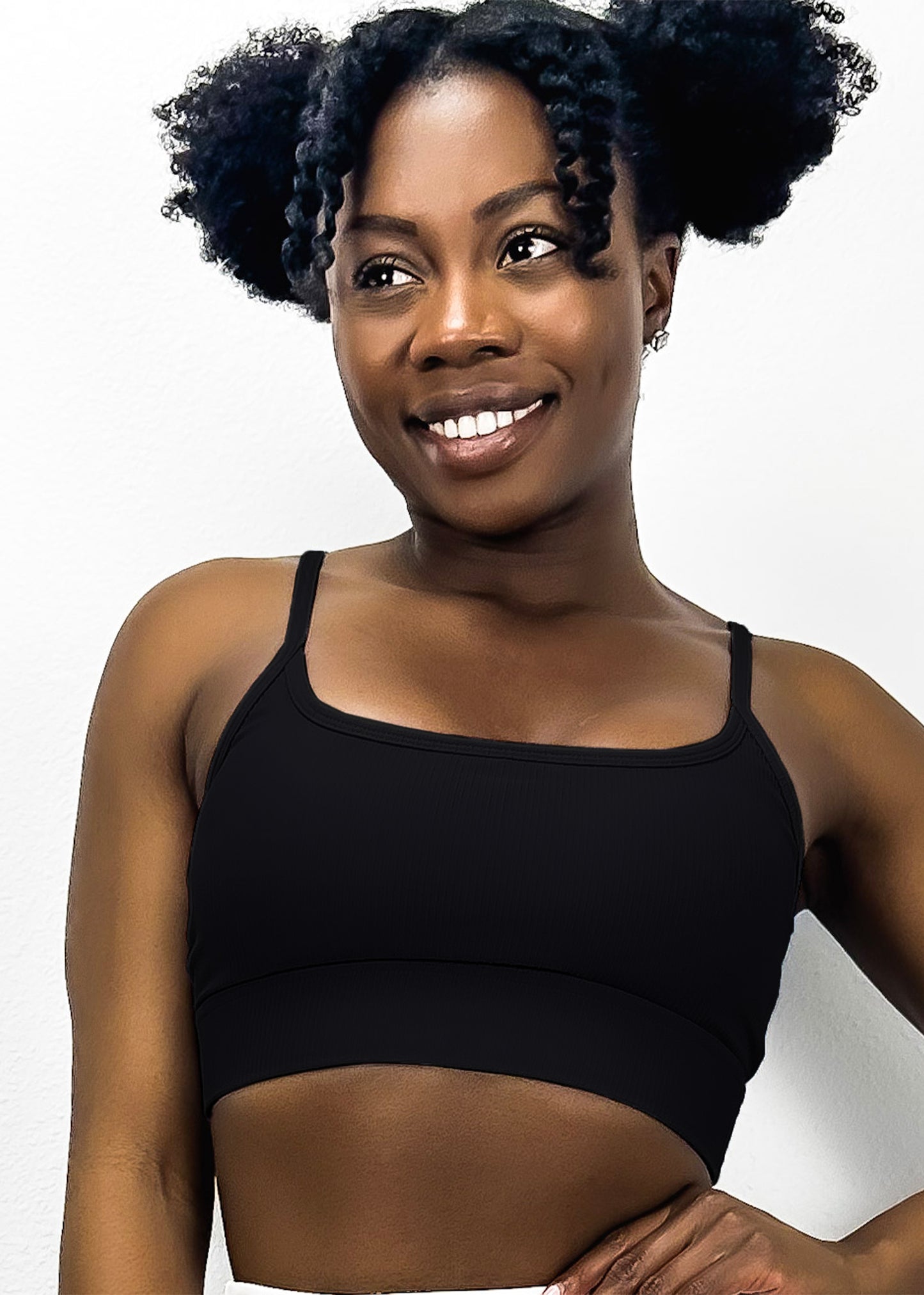 Ribbed Scoop Neck Thin Tank Sports Bra