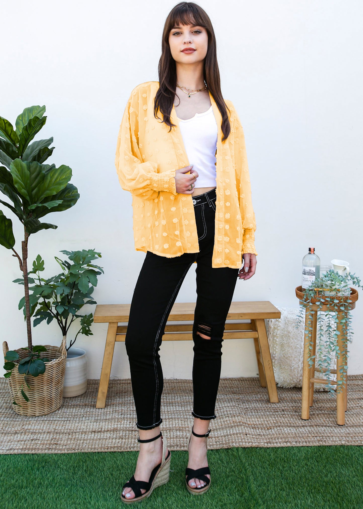 Clip Dot Bishop Sleeve Cardi