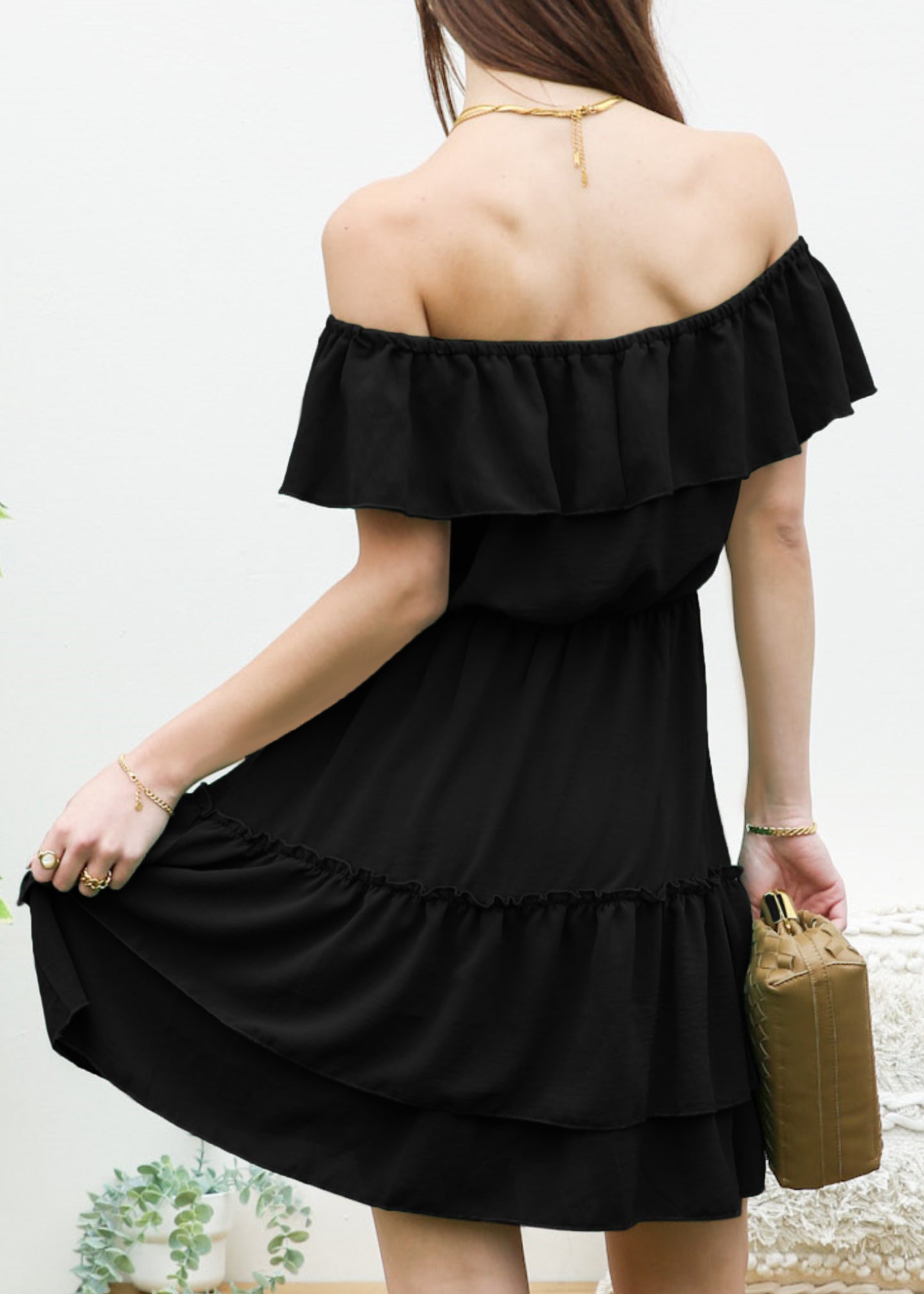 Ruffle Off-Shoulder Tiered Dress
