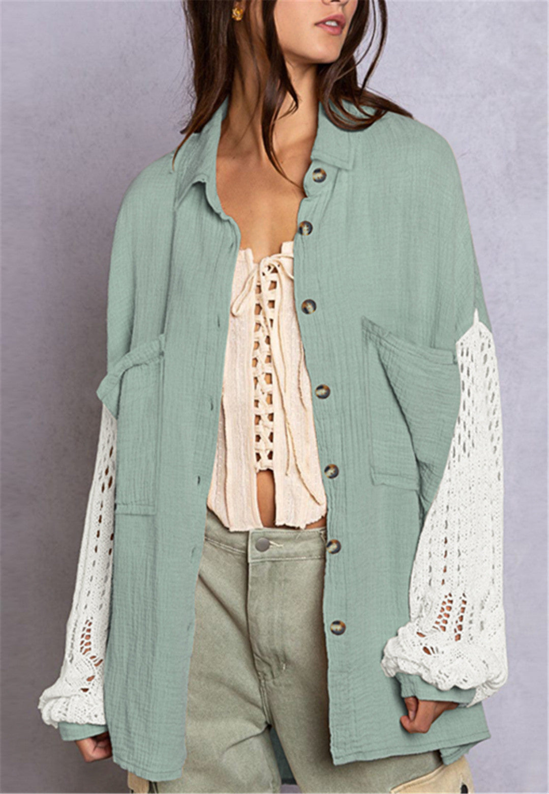 Camisa texturizada con hombros caídos