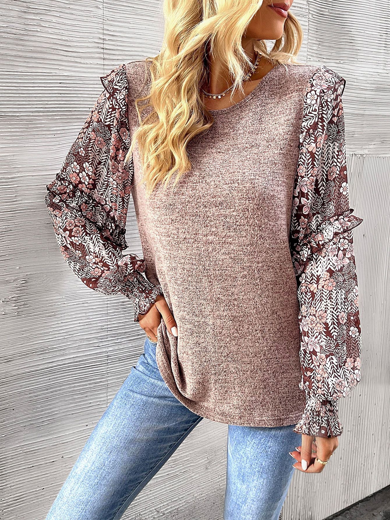 Leopard Bishop Sleeve Sweater