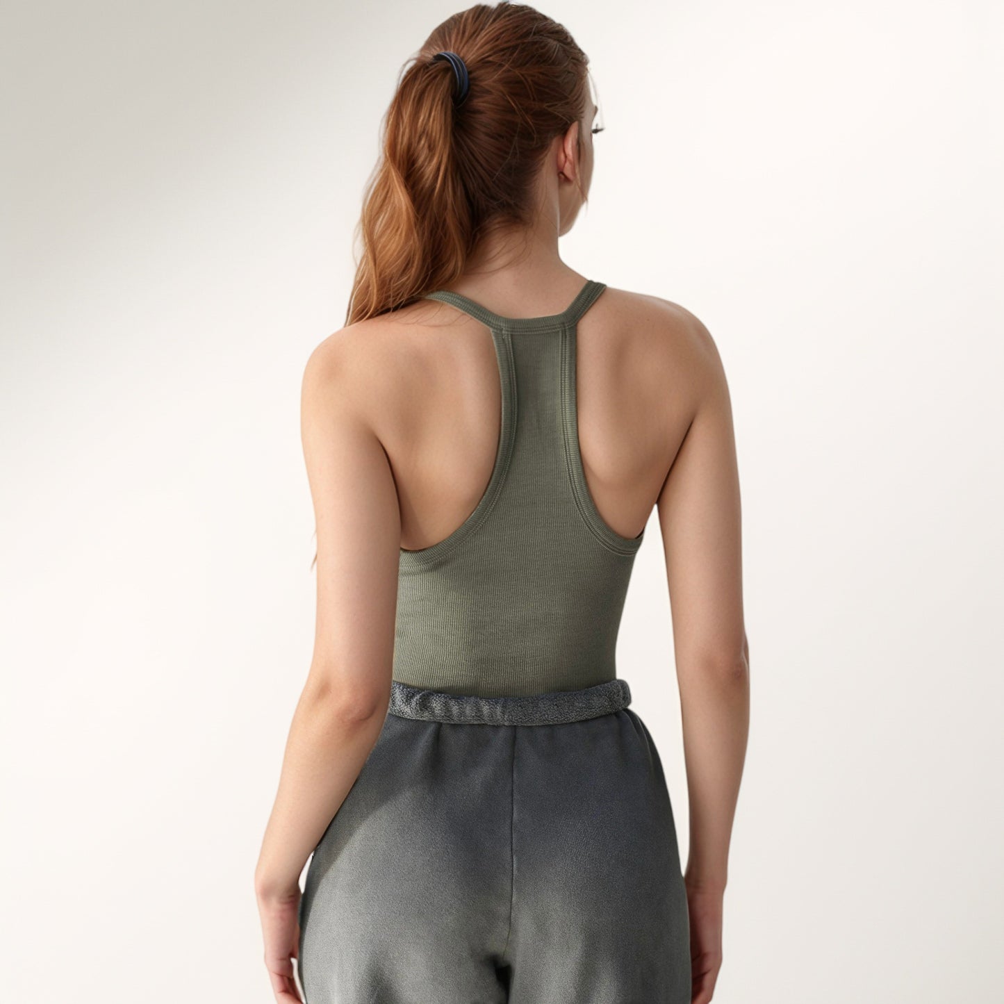 Anna-Kaci Active Women's Ribbed Knit Deep V Neck Tank Top with Seamless Design and Stretch Fit