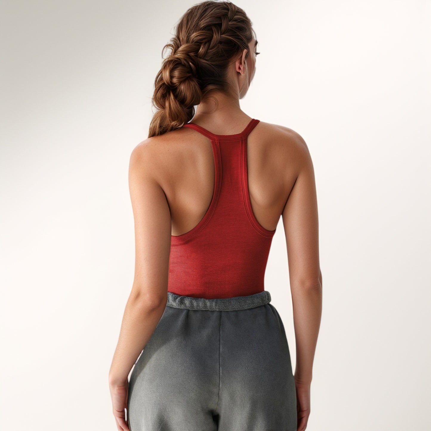 Anna-Kaci Active Women's Ribbed Knit Deep V Neck Tank Top with Seamless Design and Stretch Fit