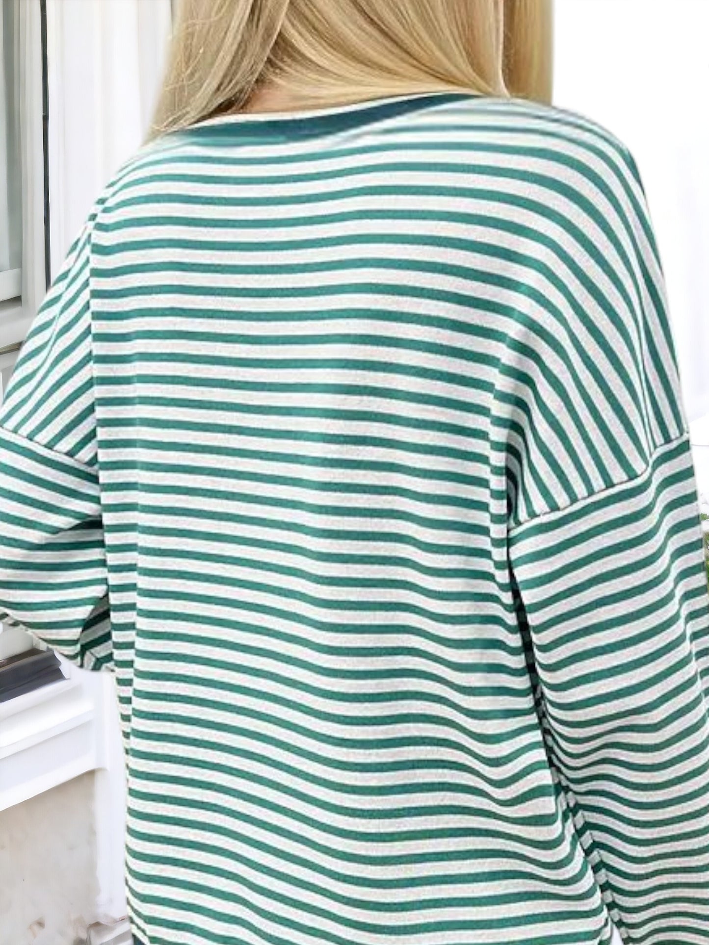 Anna-Kaci Women's Striped Long Sleeve Pullover with Ribbed Cuffs and Relaxed Fit