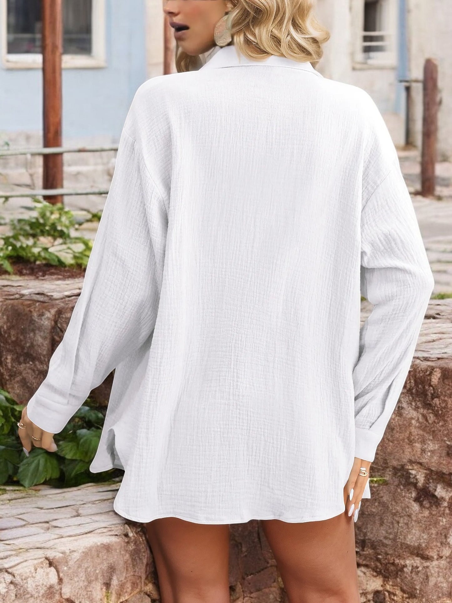 Anna-Kaci Women's Button-Down Long Sleeve Lightweight Shirt with Relaxed Fit and Front Pocket