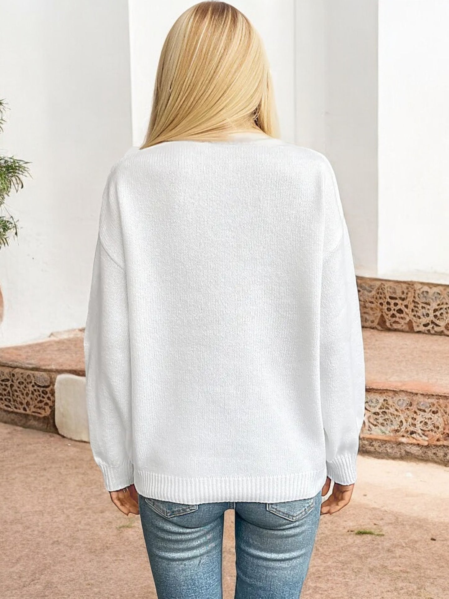 Anna-Kaci Women's American Flag Knit Sweater with Crew Neck and Long Sleeves