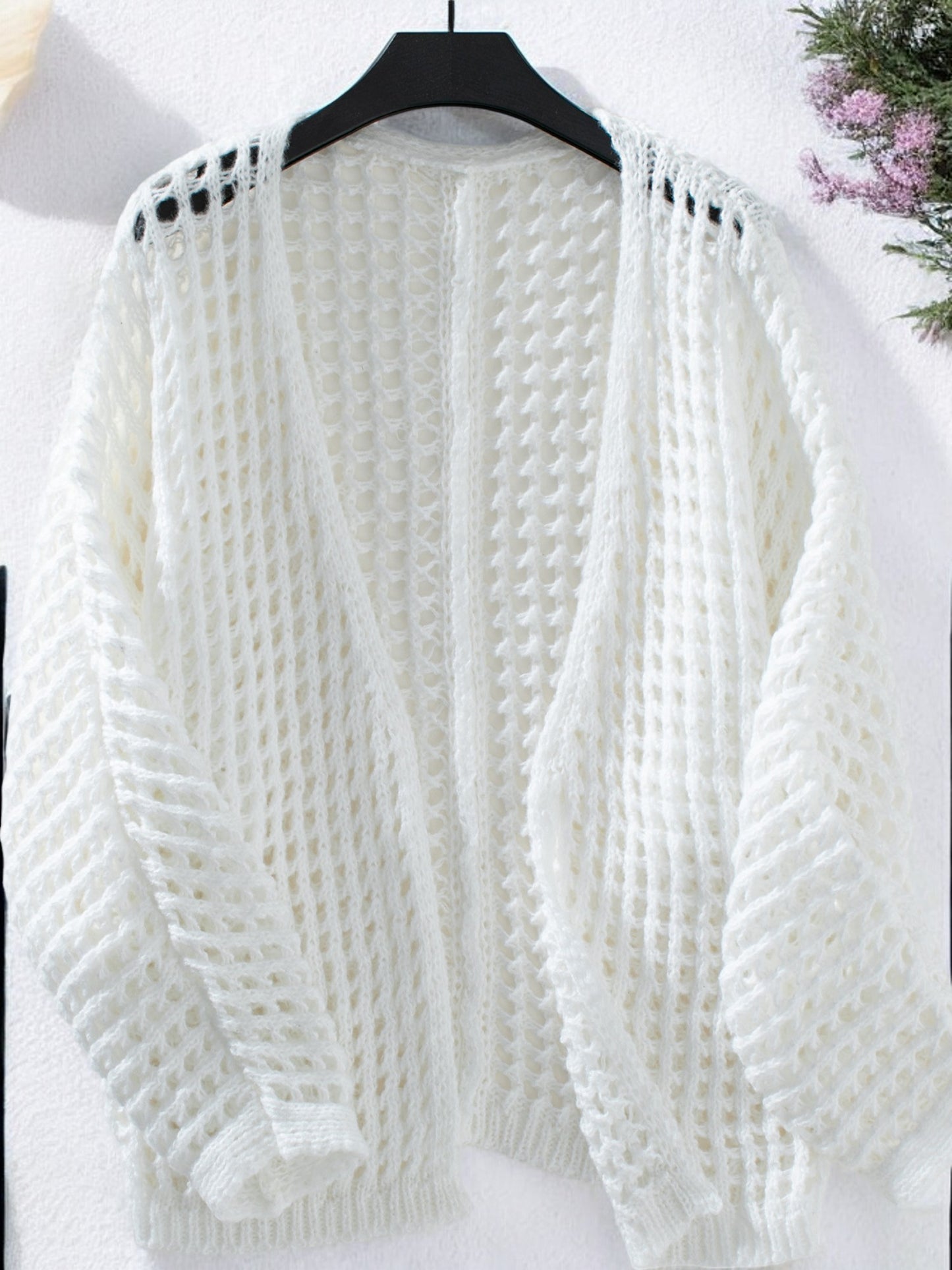 Anna-Kaci Women's Open Knit Cardigan with Long Sleeves and Relaxed Fit