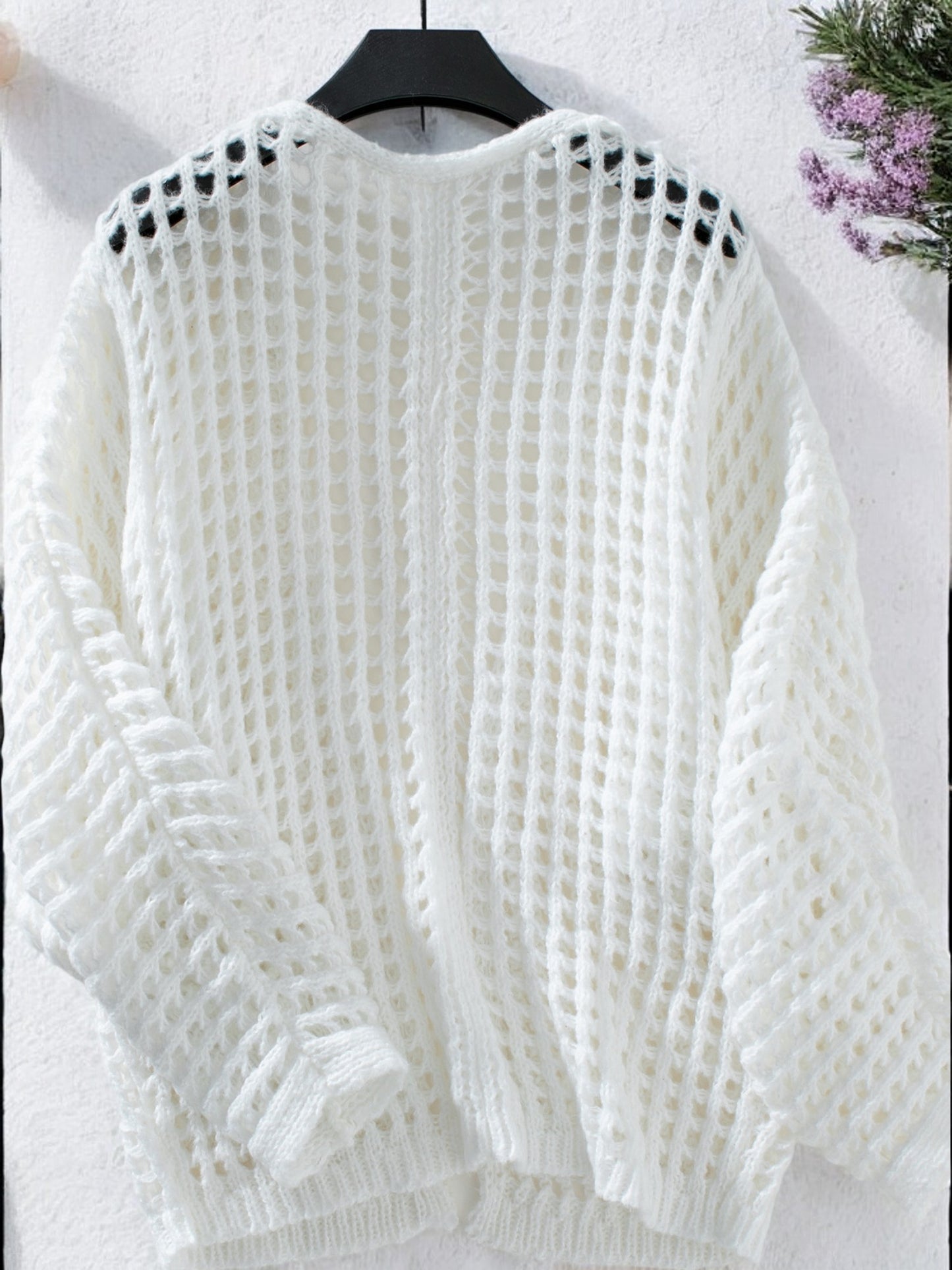 Anna-Kaci Women's Open Knit Cardigan with Long Sleeves and Relaxed Fit