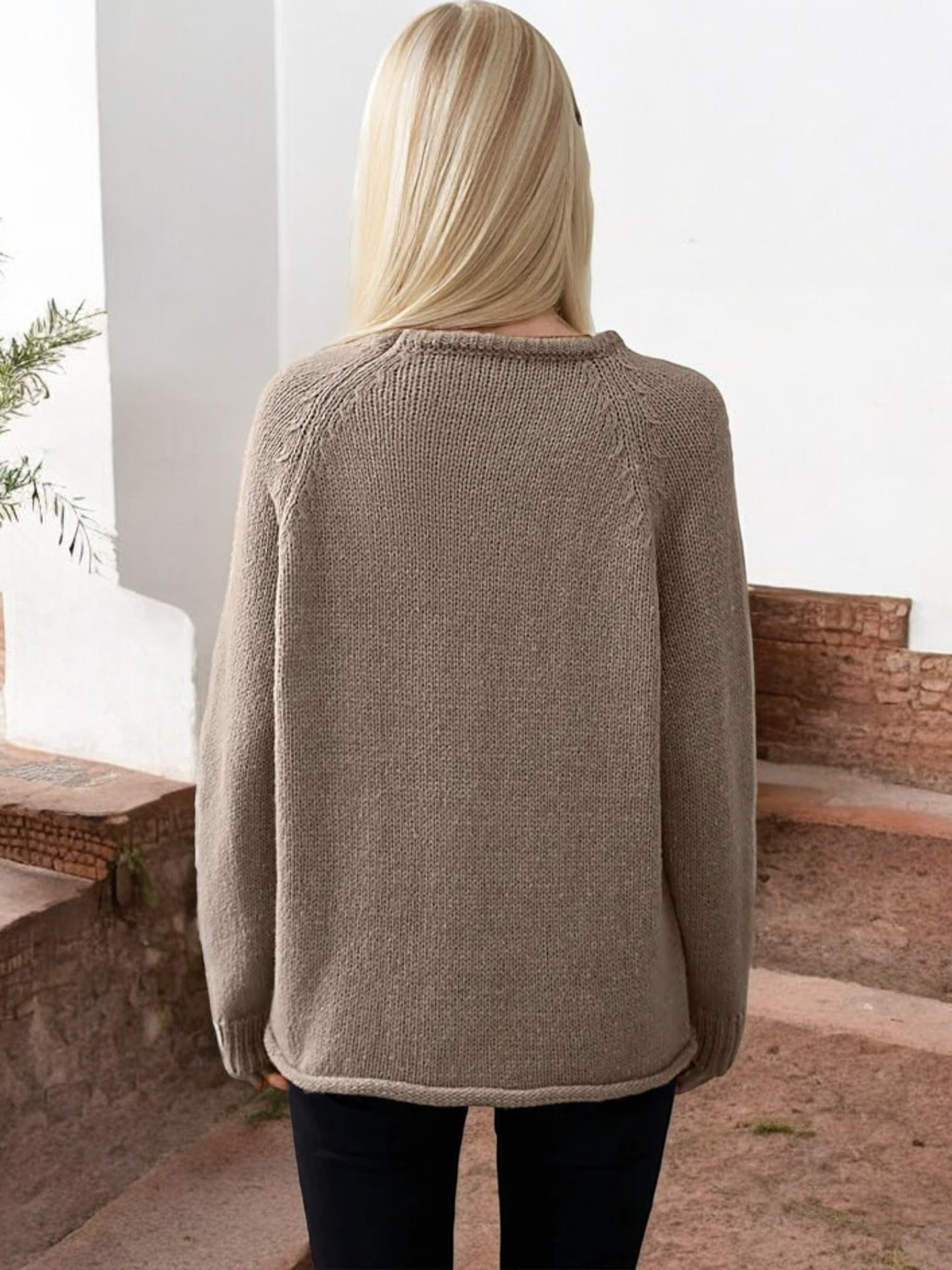 Anna-Kaci Women's Crew Neck Pullover Sweater with Ribbed Details