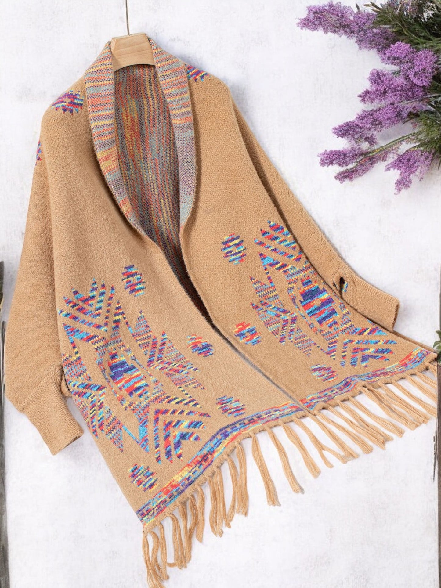Anna-Kaci Women's Bohemian Tribal Patterned Shawl with Fringe Detail
