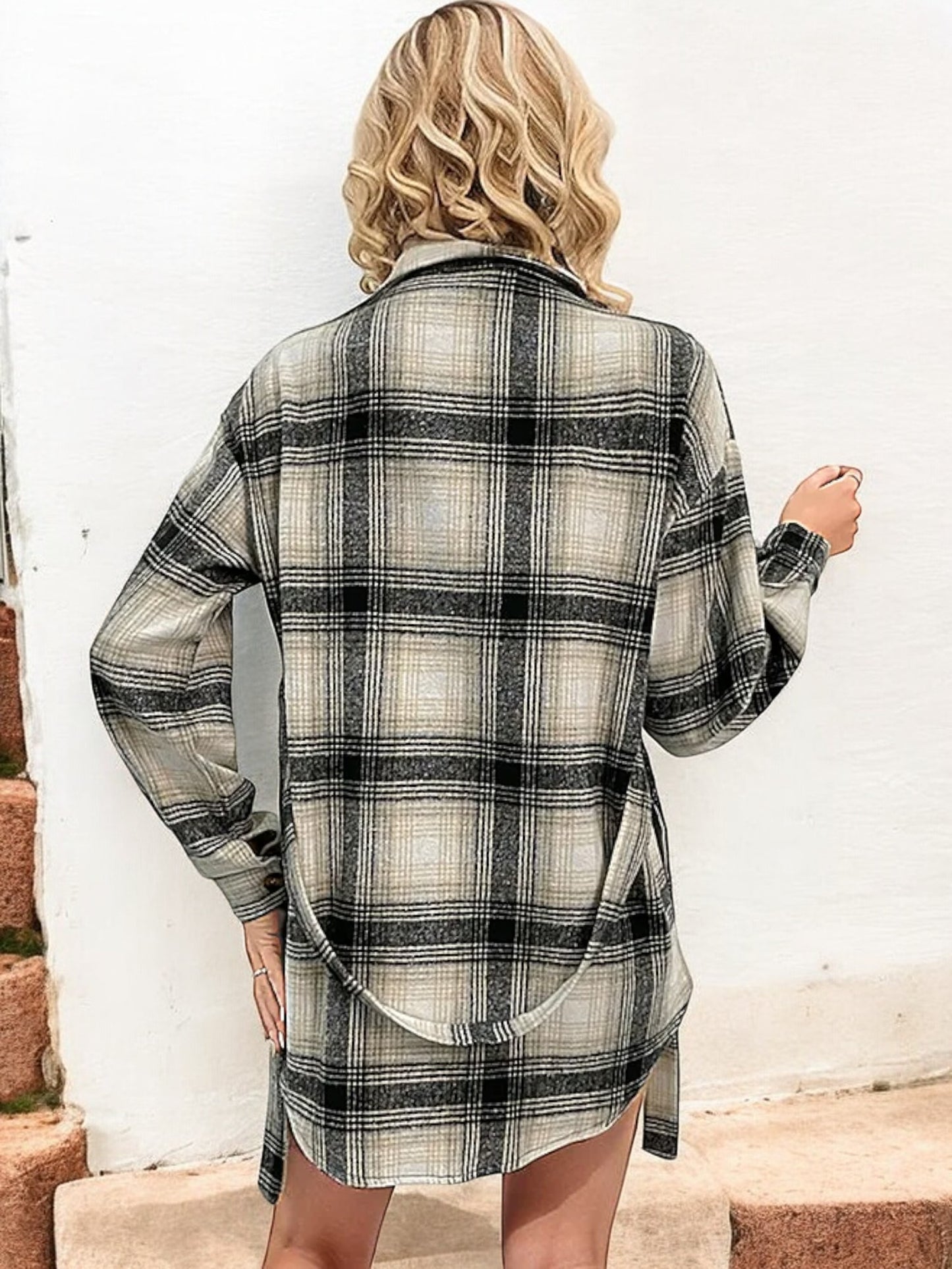 Anna-Kaci Women's Long Sleeve Plaid Button-Down Shacket with Chest Pockets and Casual Fit