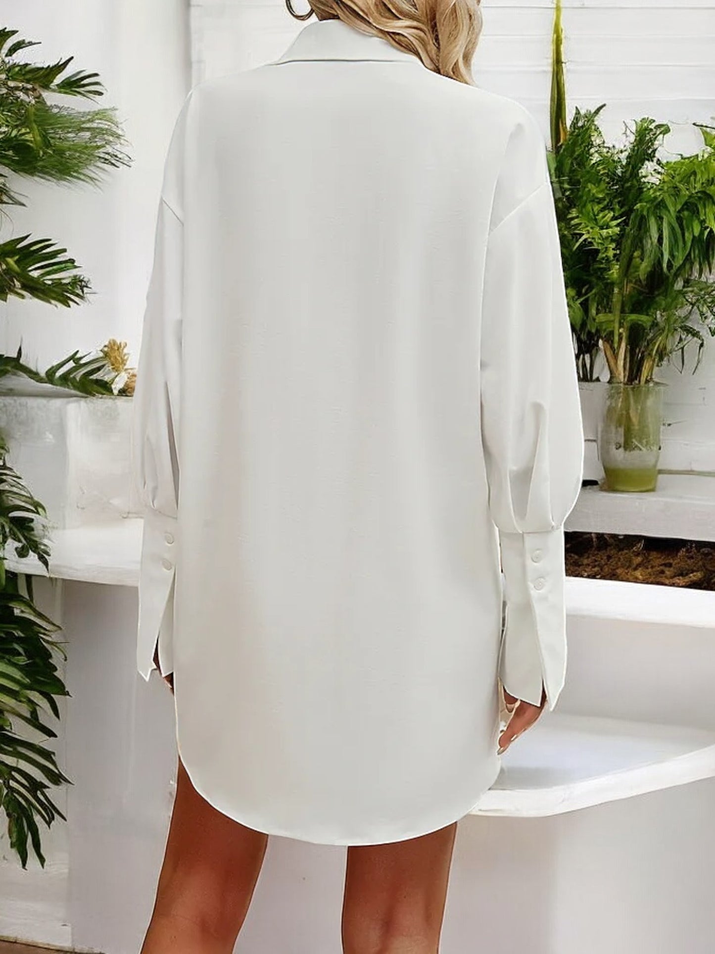 Anna-Kaci Women's Long Sleeve Button-Down Shirt Dress with Classic Collar and Chest Pocket