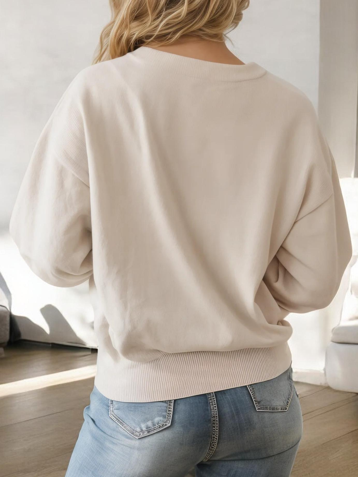Classic Crewneck Pullover Sweater with Ribbed Hem