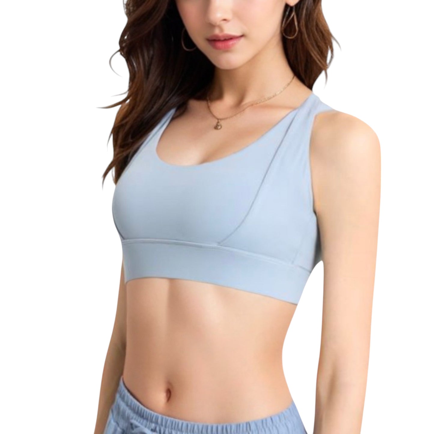 Anna-Kaci Active Women's Scoop Neck Active Sports Bra with Wide Adjustable Straps and Seam Detailing