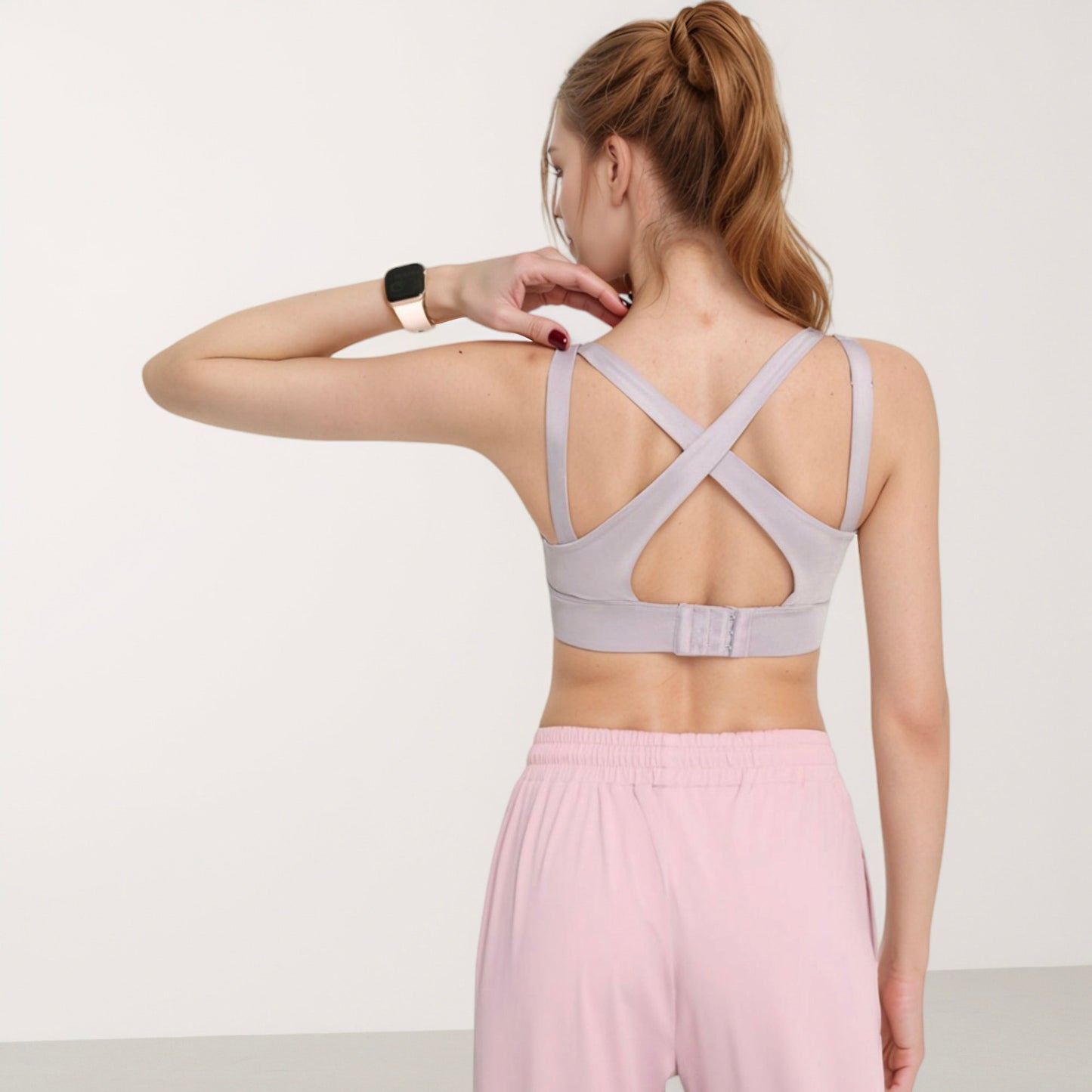 Anna-Kaci Active Women's Scoop Neck Active Sports Bra with Wide Adjustable Straps and Seam Detailing