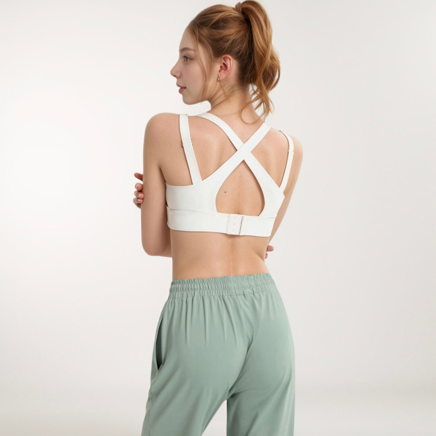Anna-Kaci Active Women's Scoop Neck Active Sports Bra with Wide Adjustable Straps and Seam Detailing