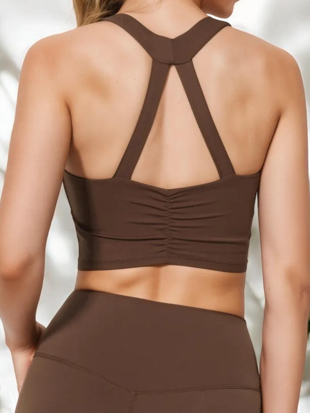 Scoop Neck Racerback Sports Bra with Wide Band for Medium Support