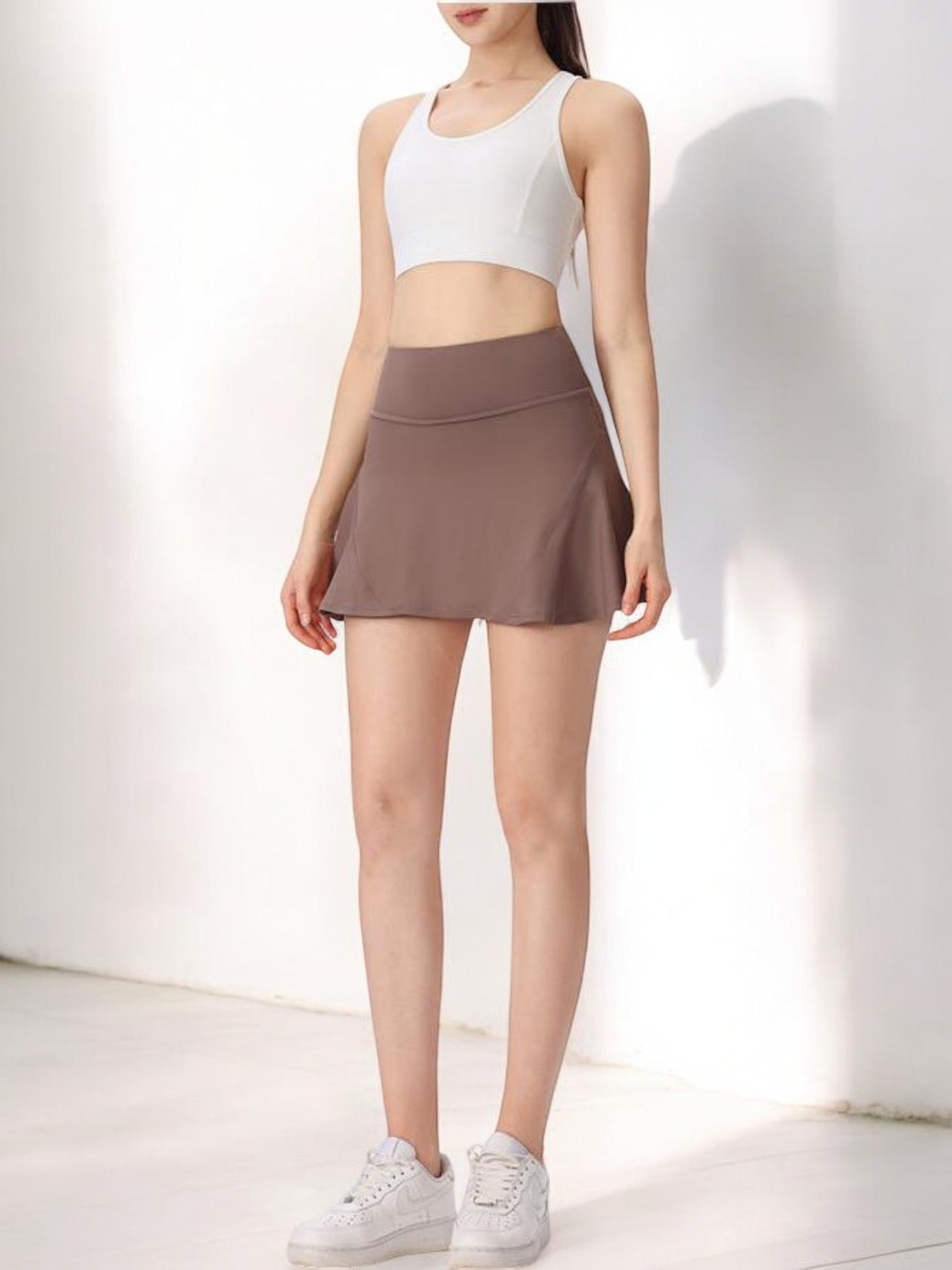 High Waist Flared Athletic Skort with Built-in Shorts for Sports and Casual Wear