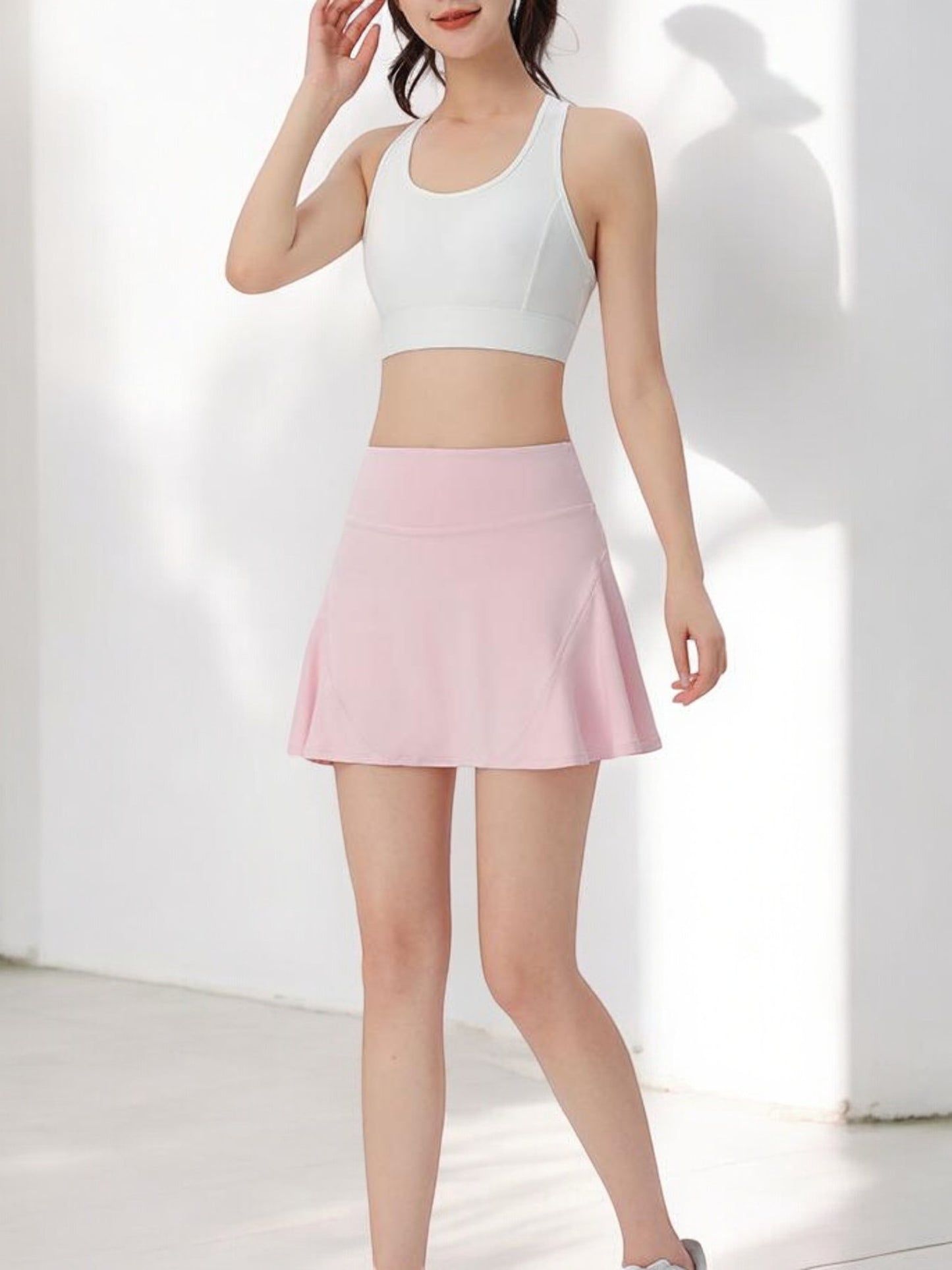 High Waist Flared Athletic Skort with Built-in Shorts for Sports and Casual Wear
