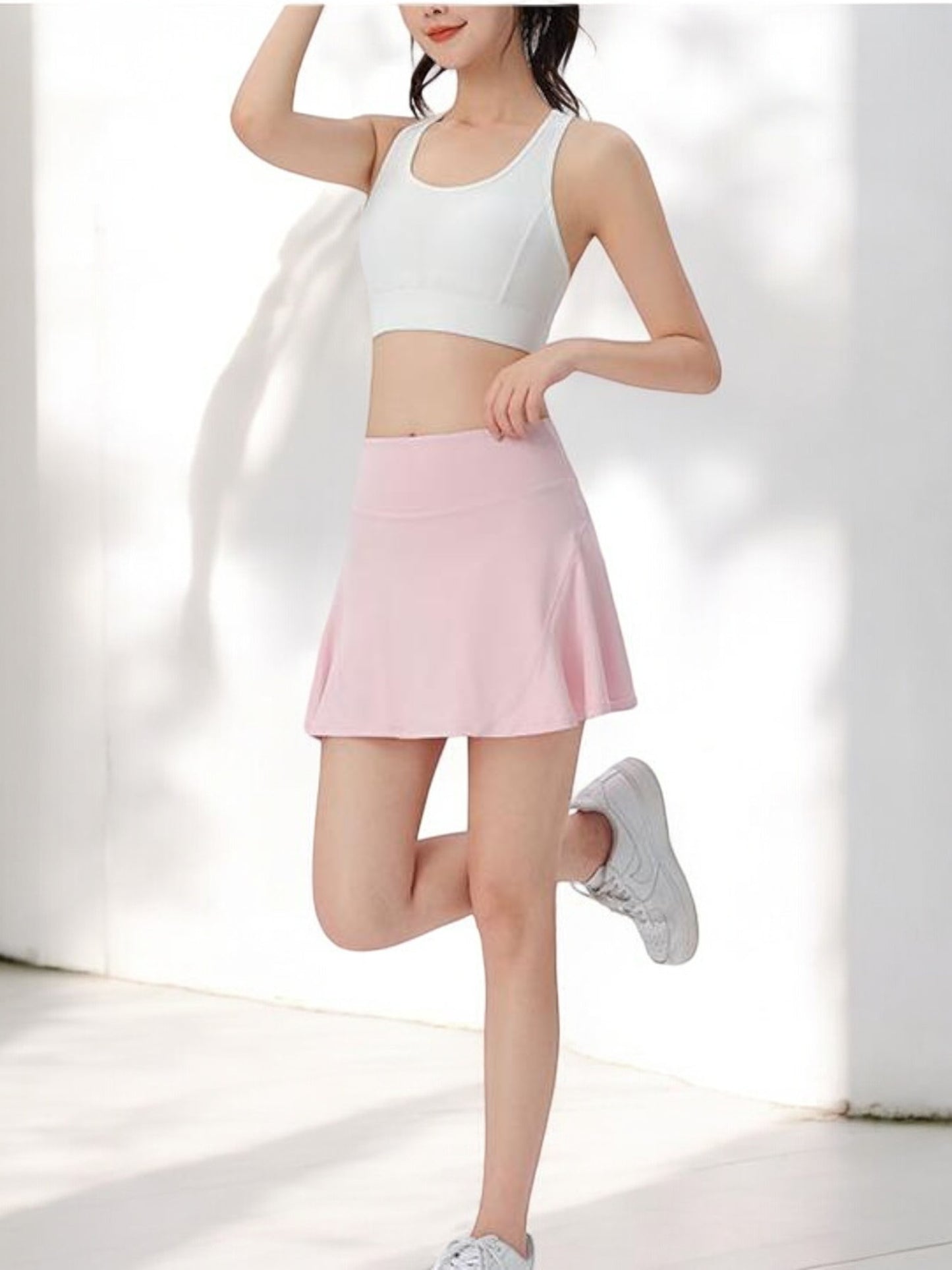 High Waist Flared Athletic Skort with Built-in Shorts for Sports and Casual Wear