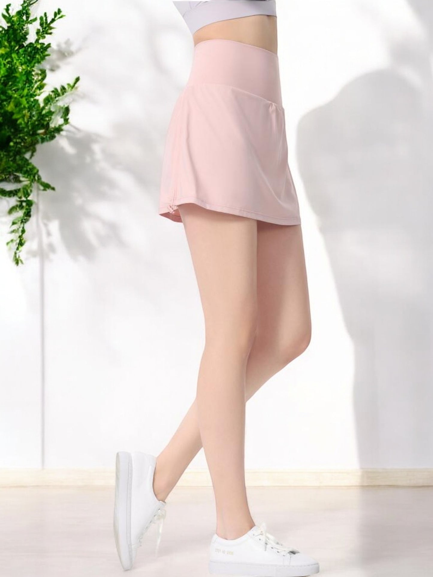 High Waist Athletic Skort with Built-in Shorts and Slim Fit Design