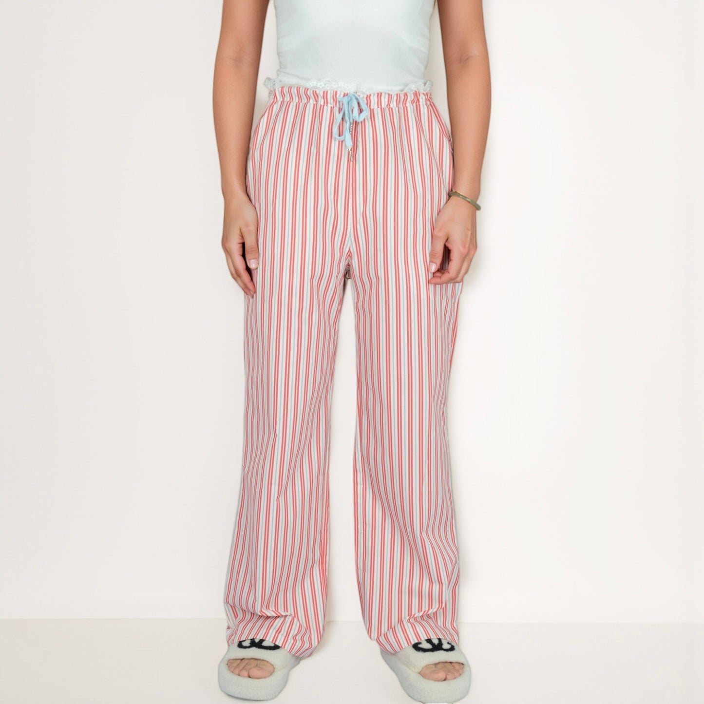 Anna-Kaci Lounge Women's Vertical Stripe Lounge Pants with Drawstring Waist and Relaxed Fit