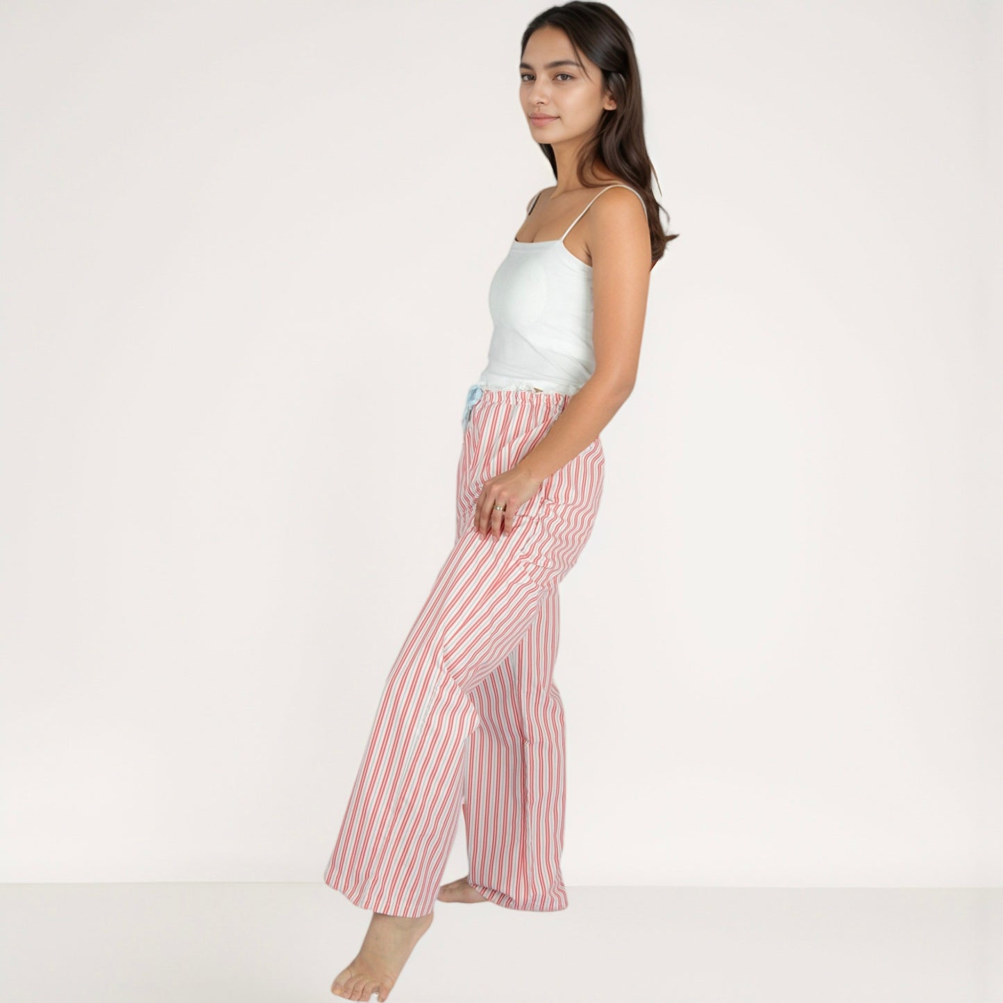 Anna-Kaci Lounge Women's Vertical Stripe Lounge Pants with Drawstring Waist and Relaxed Fit