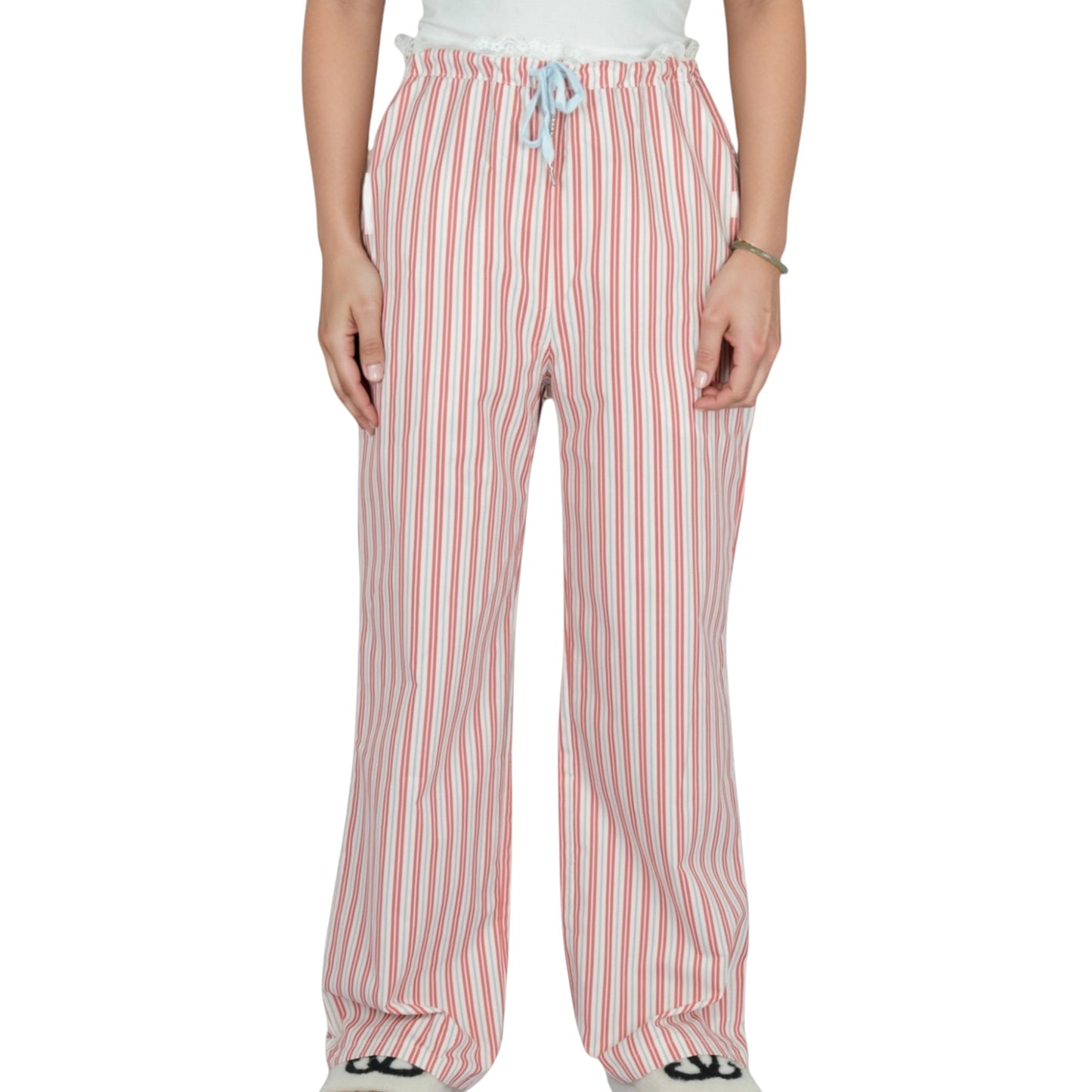 Anna-Kaci Lounge Women's Vertical Stripe Lounge Pants with Drawstring Waist and Relaxed Fit
