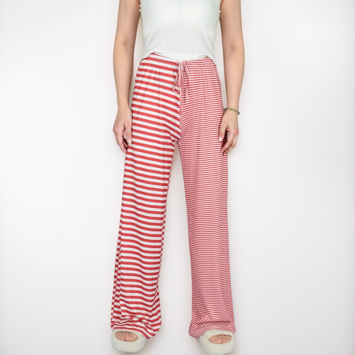 Anna-Kaci Lounge Women's Striped Drawstring Lounge Pants with Wide Leg and Soft Stretch Fabric
