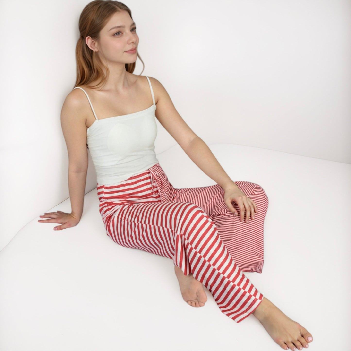 Anna-Kaci Lounge Women's Striped Drawstring Lounge Pants with Wide Leg and Soft Stretch Fabric