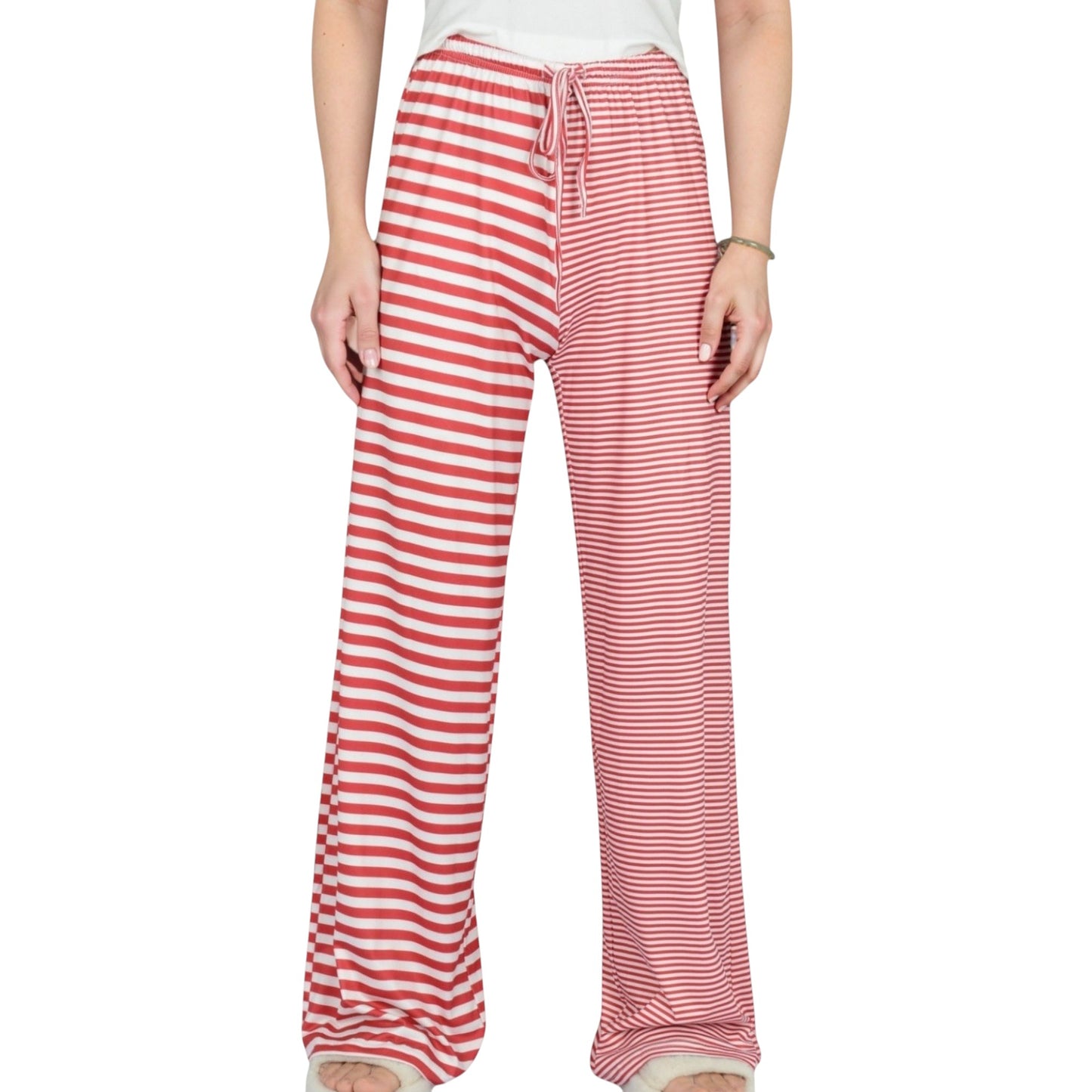 Anna-Kaci Lounge Women's Striped Drawstring Lounge Pants with Wide Leg and Soft Stretch Fabric