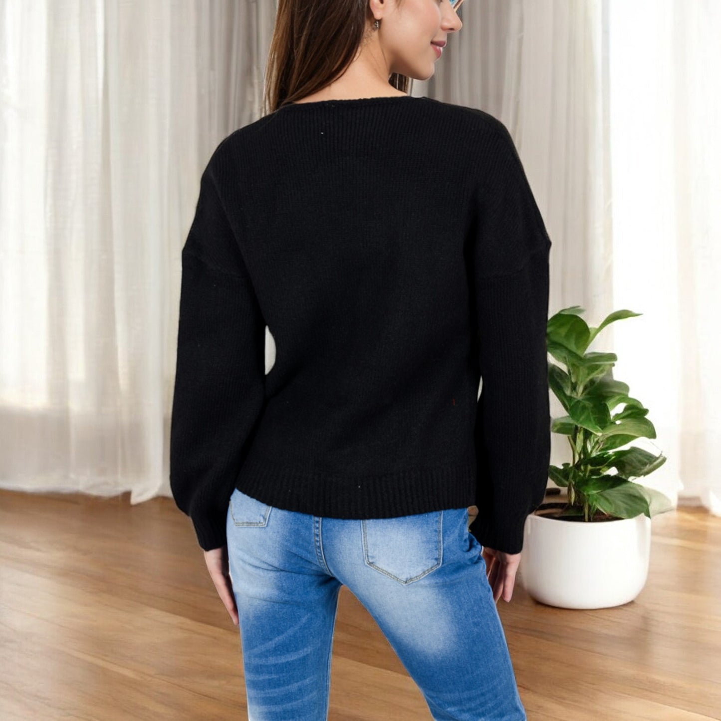 Anna-Kaci Women's Tie Front Knit Cardigan with Long Sleeves and Open Front Design