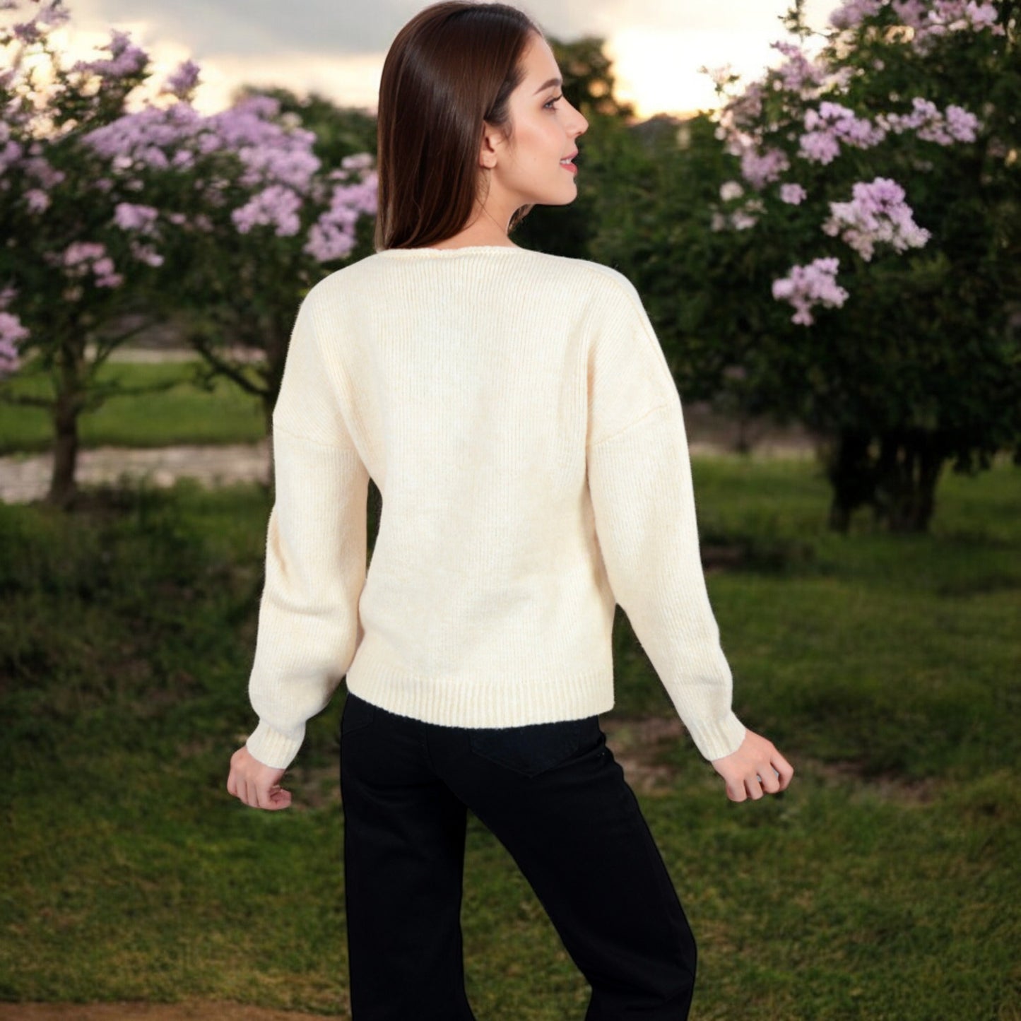 Anna-Kaci Women's Tie Front Knit Cardigan with Long Sleeves and Open Front Design