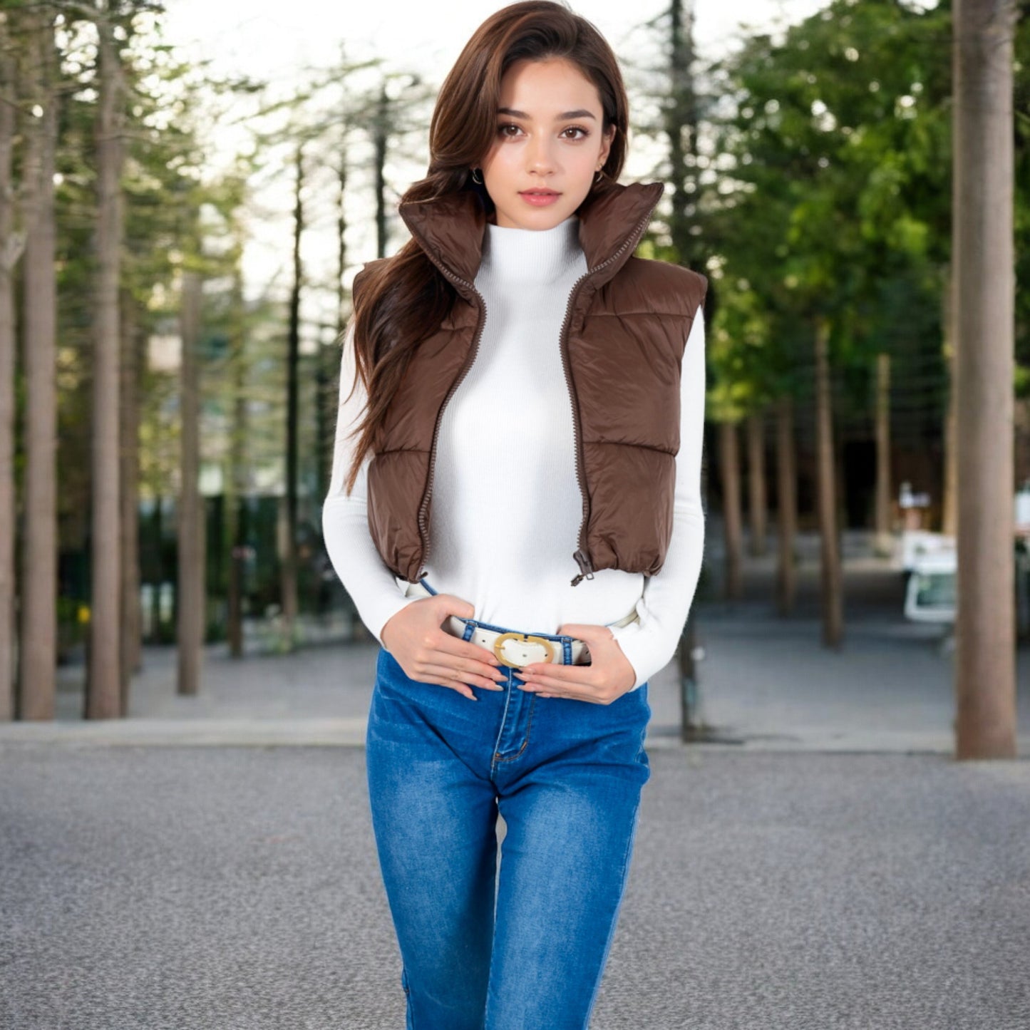 Anna-Kaci Women's Zip-Up Puff Vest Jacket with Cozy Design and Warmth