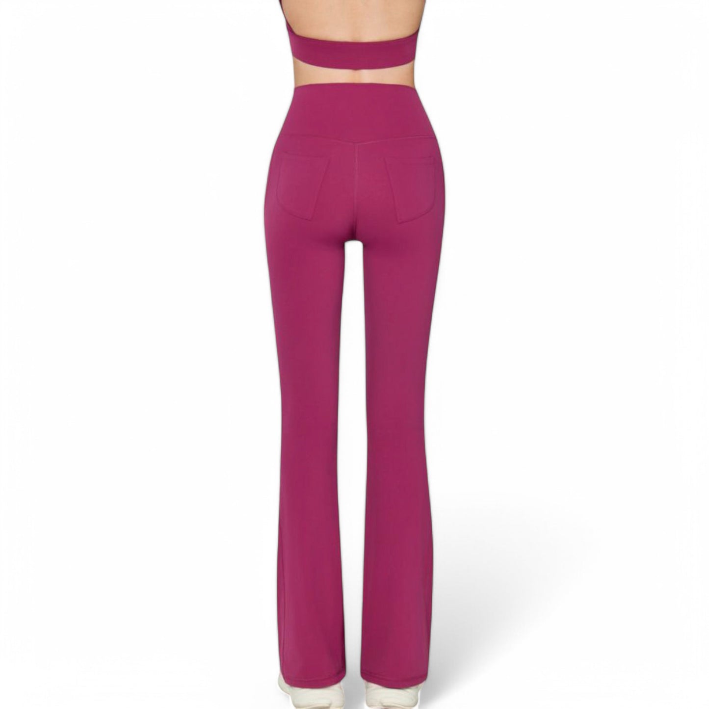 Anna-Kaci Women's High-Waist Flared Leggings with Stretch Fabric and Contoured Fit