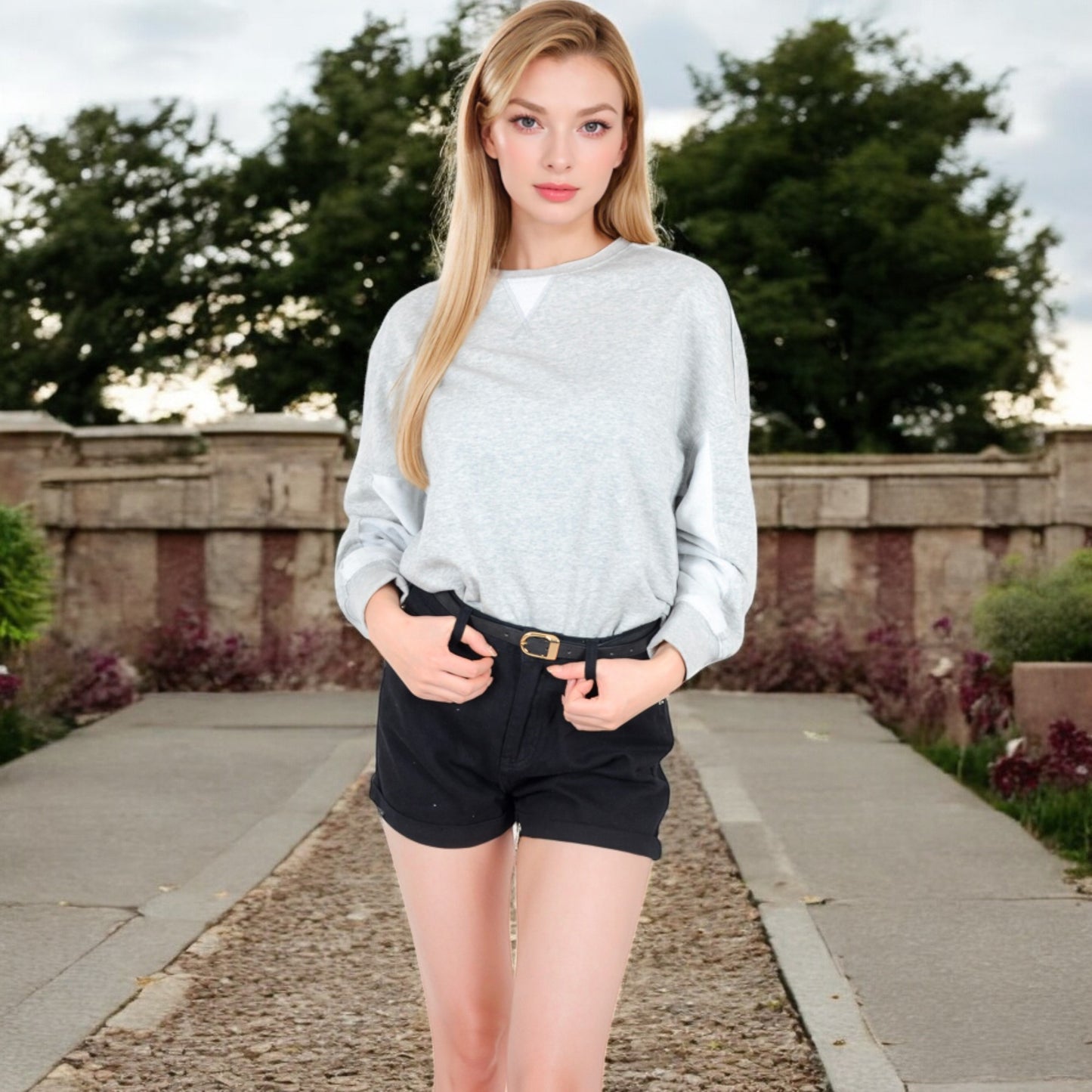 Anna-Kaci Women's Long Sleeve Oversized Crewneck Sweatshirt with Drop Shoulders