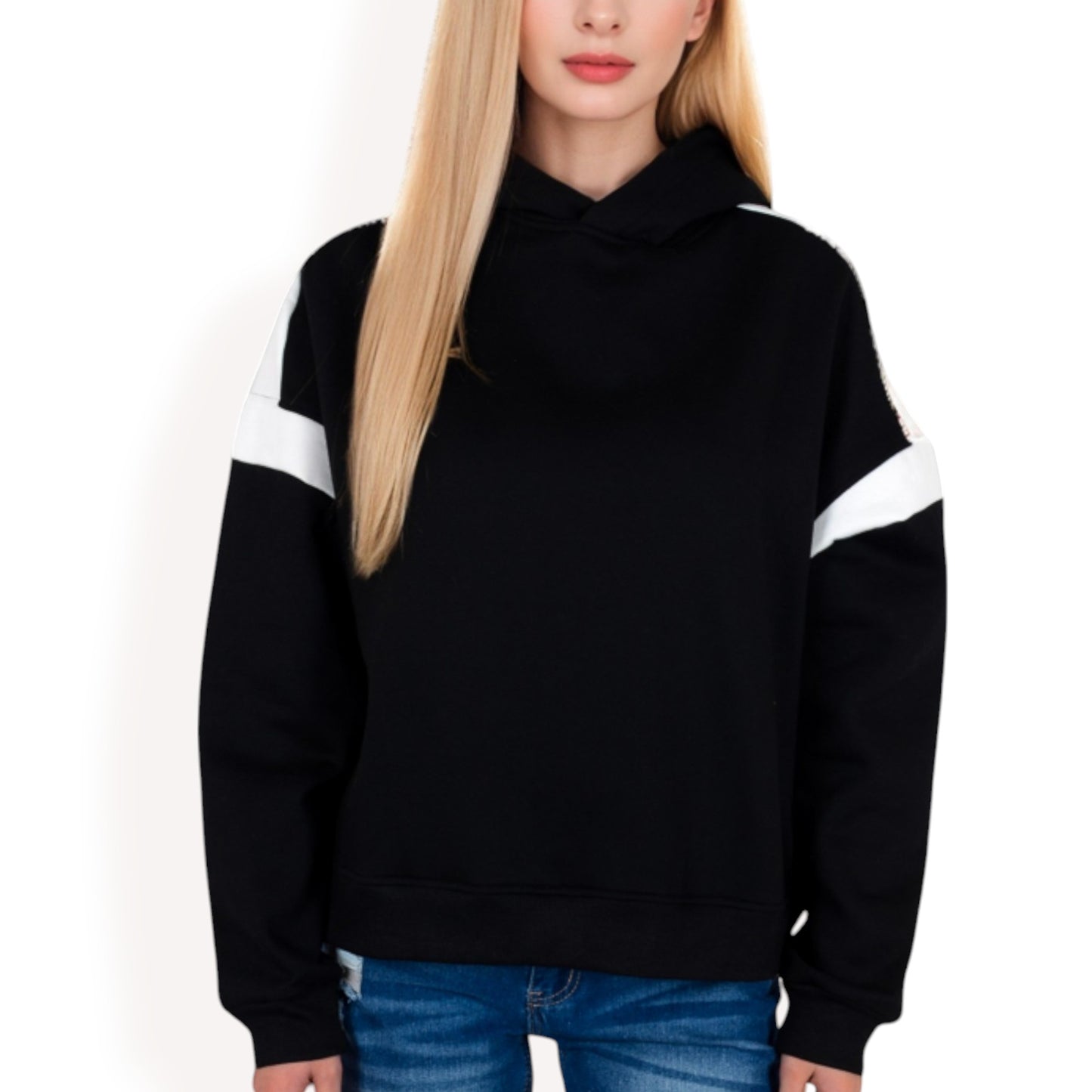Anna-Kaci Women's Oversized Hoodie with Contrast Shoulder Stripes