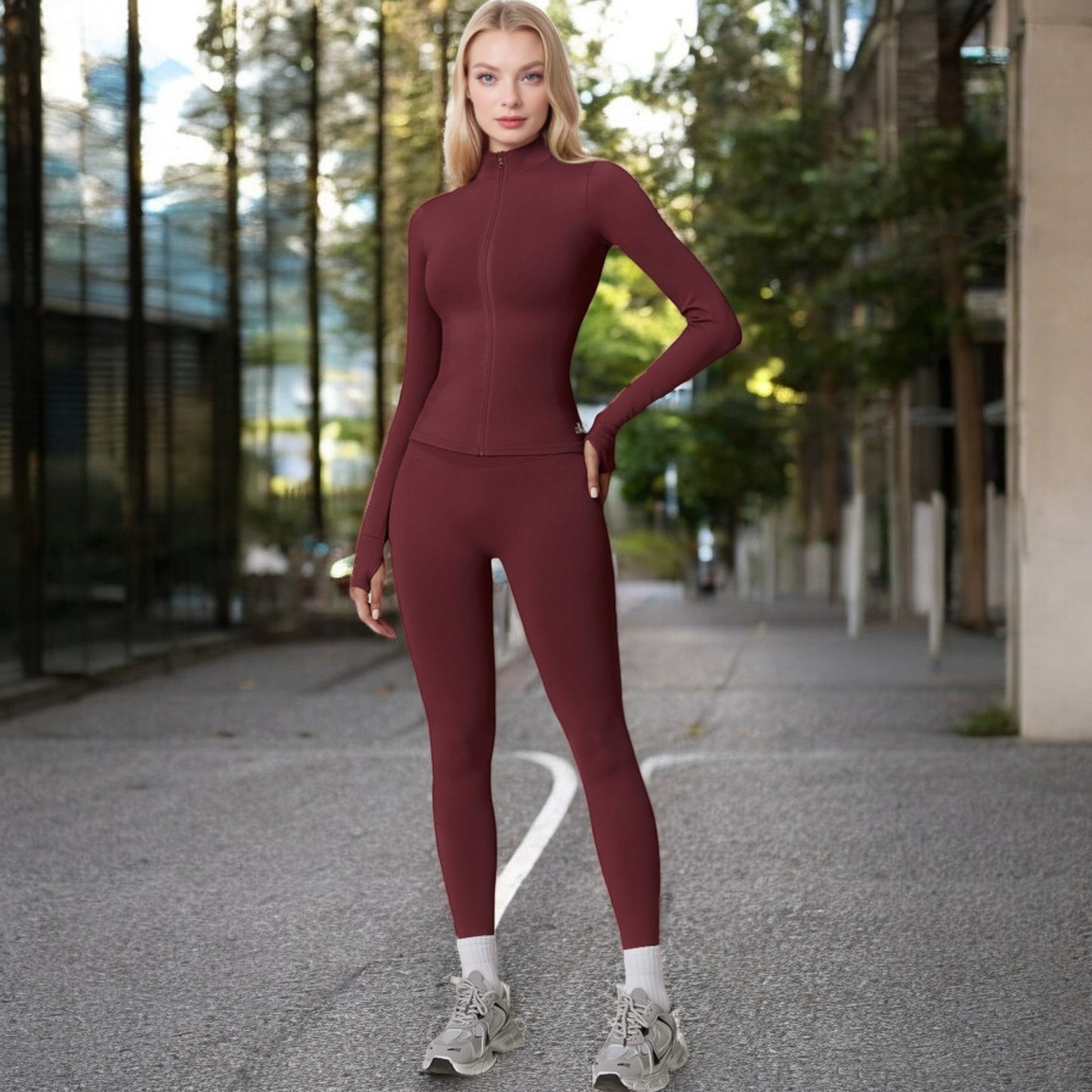 Anna-Kaci Women's Long Sleeve Zip-Up Activewear Jacket